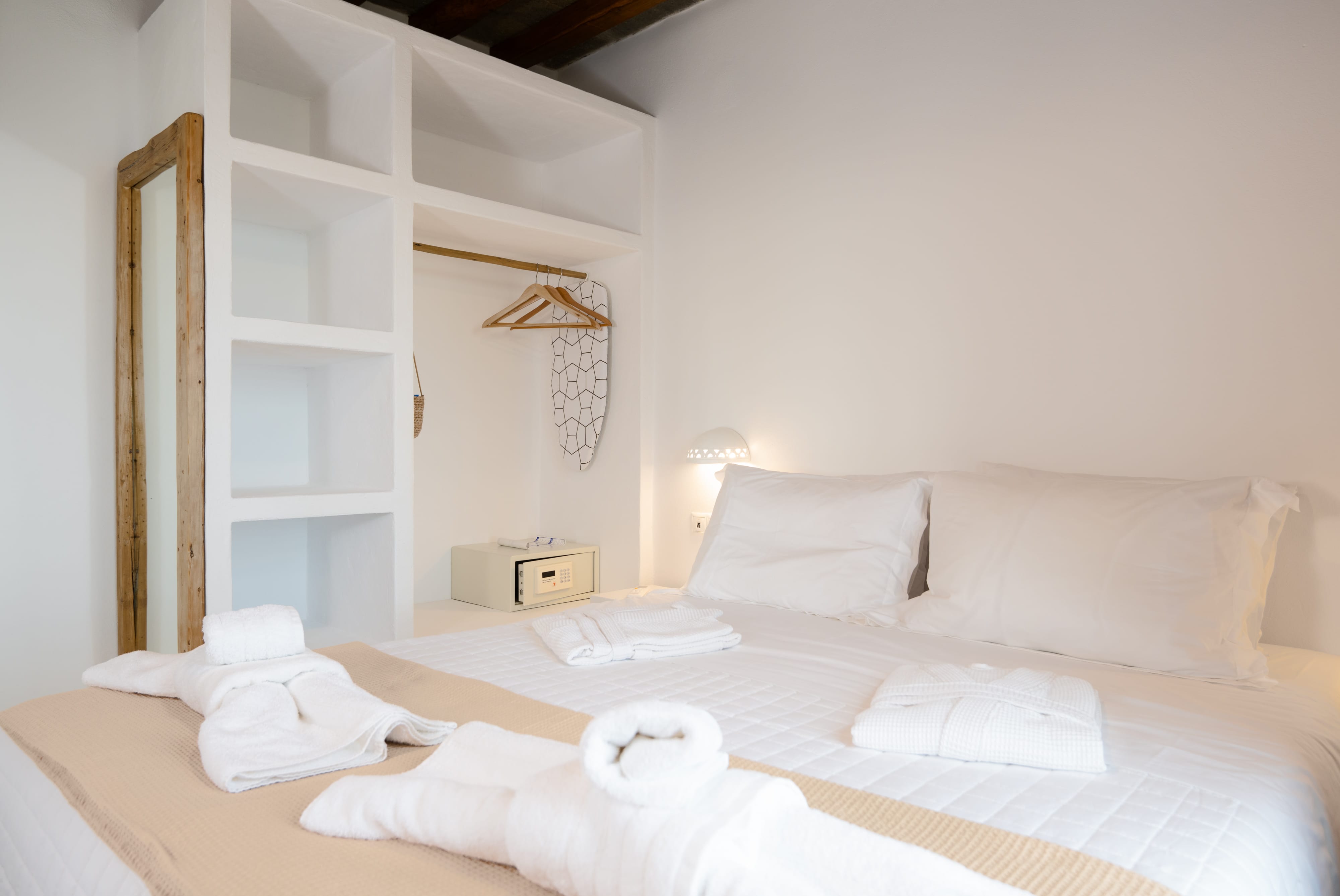 a bed with towels on it