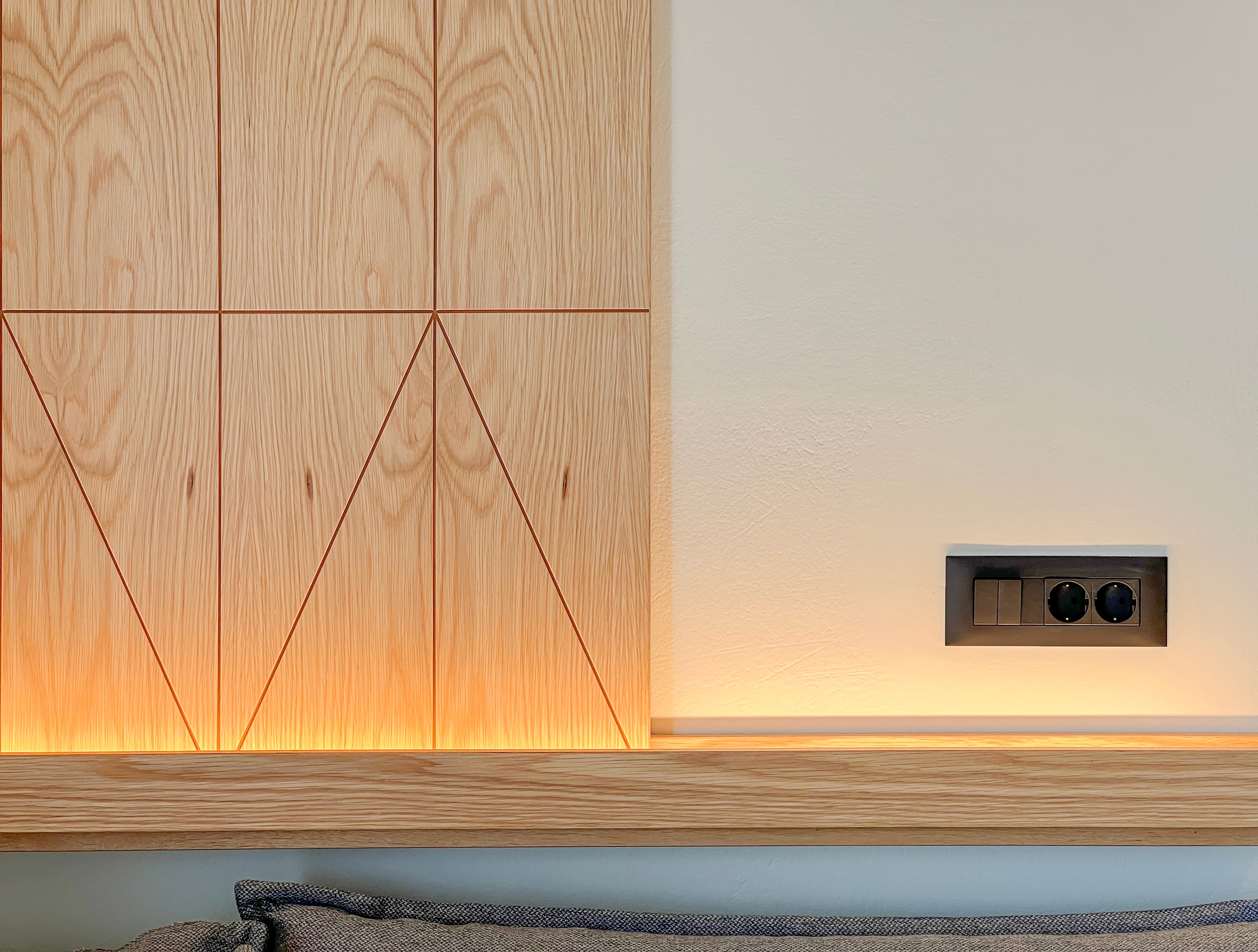 a wooden wall with a speaker