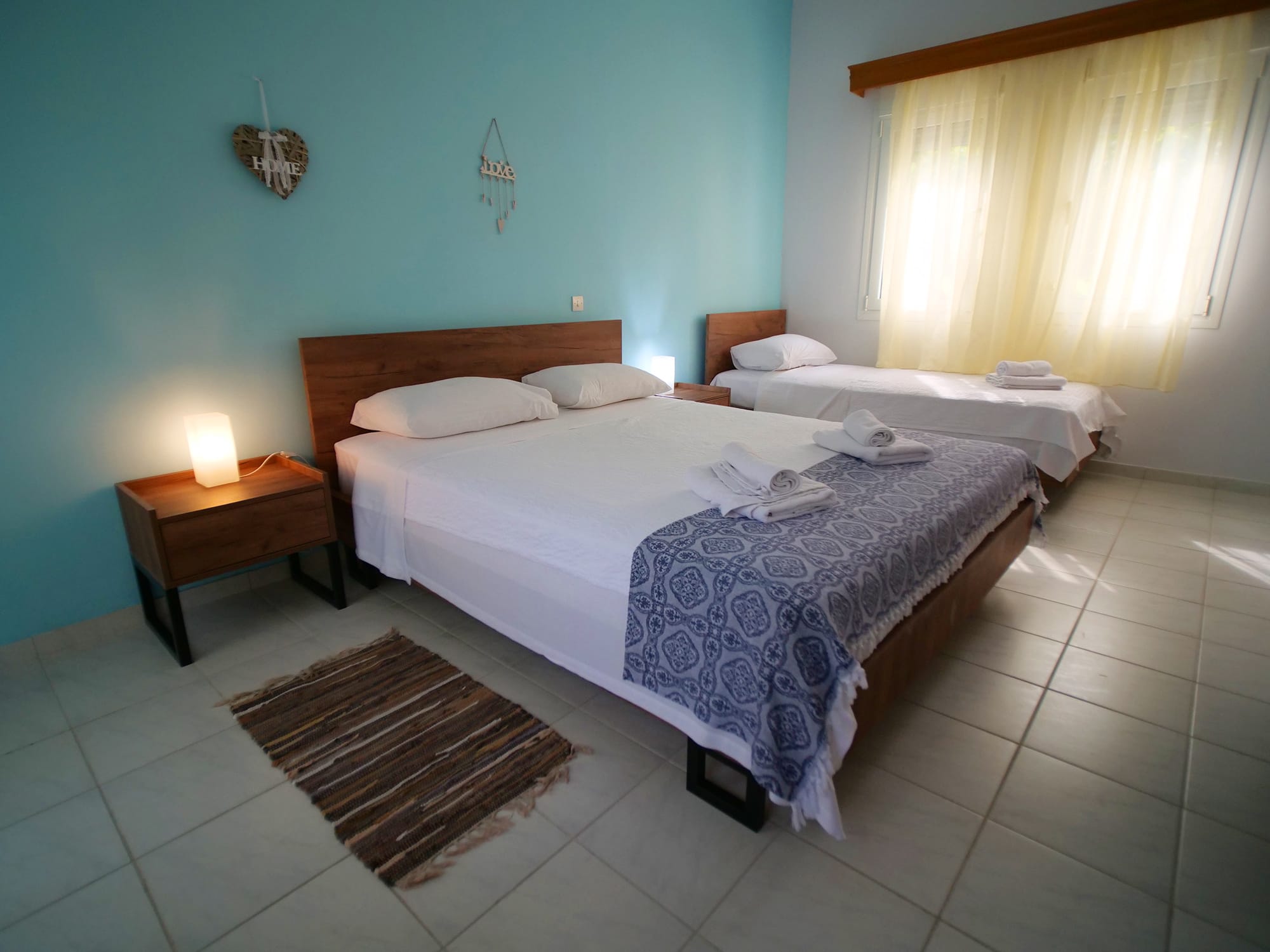 a room with two beds