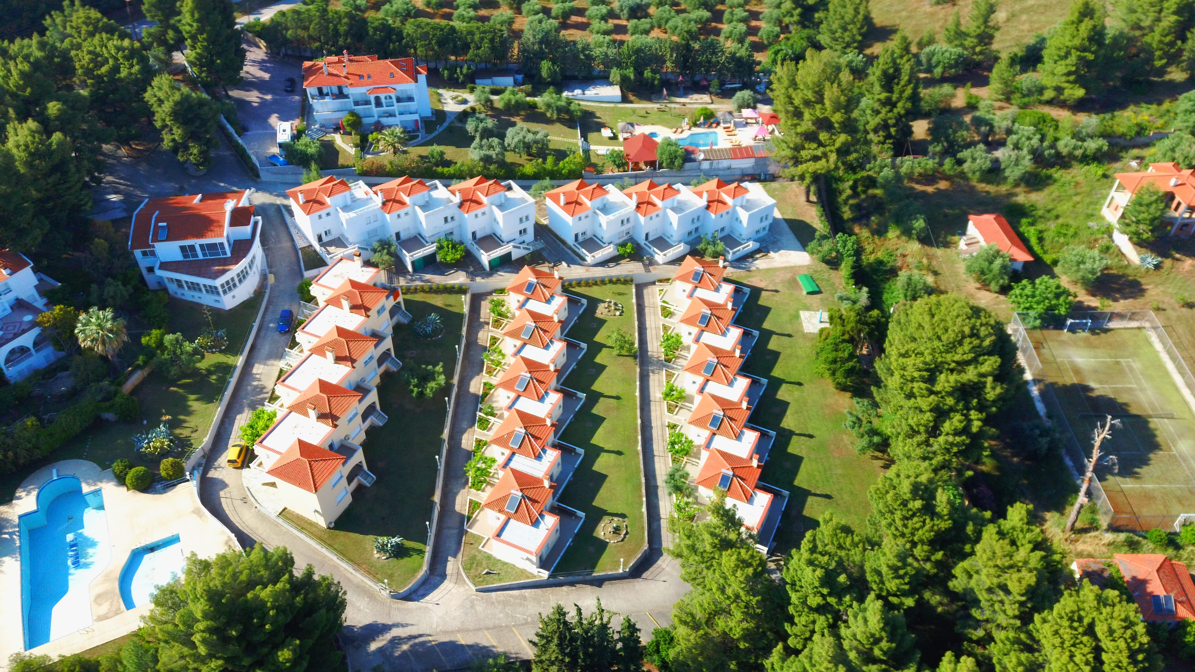 an aerial view of a neighborhood
