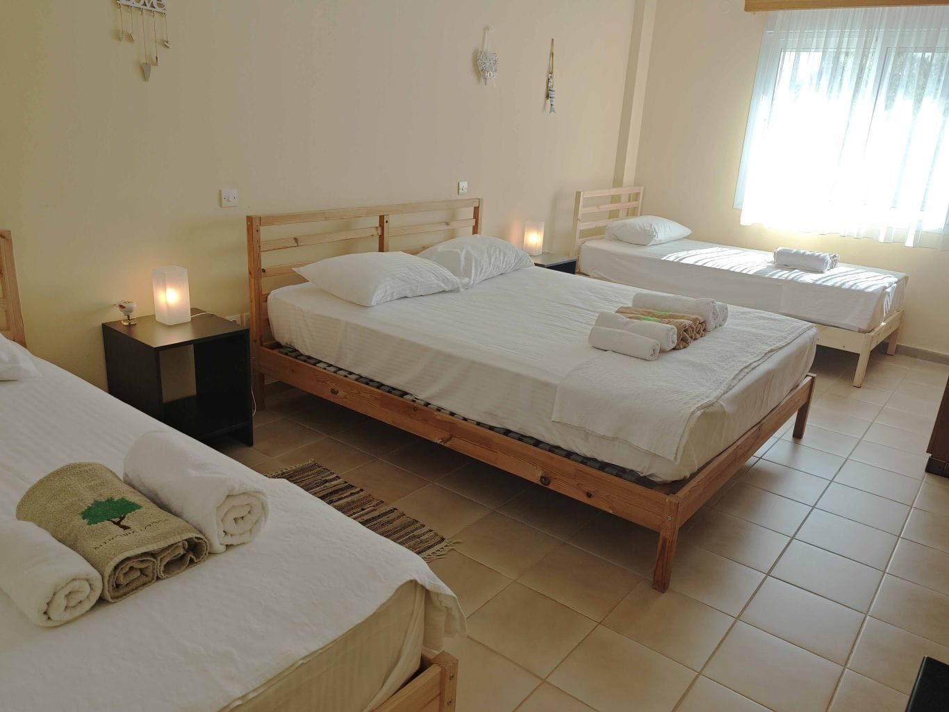 a room with two beds