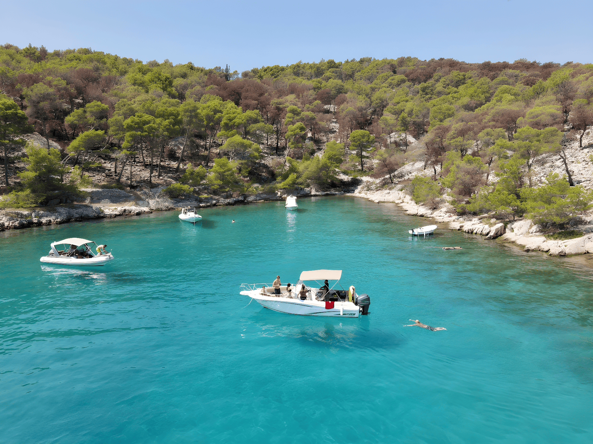 a group of boats in a body of water