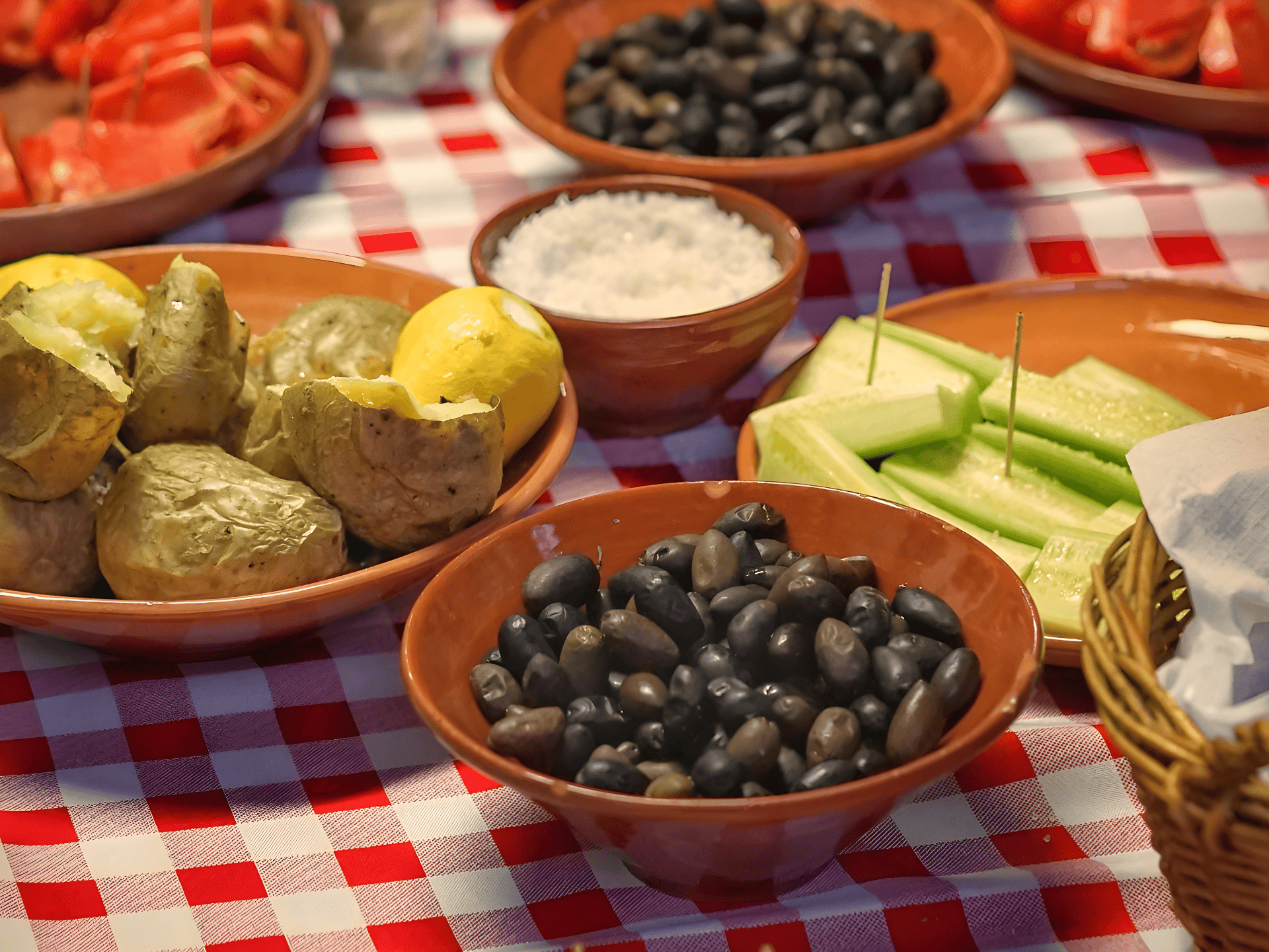 a table full of food