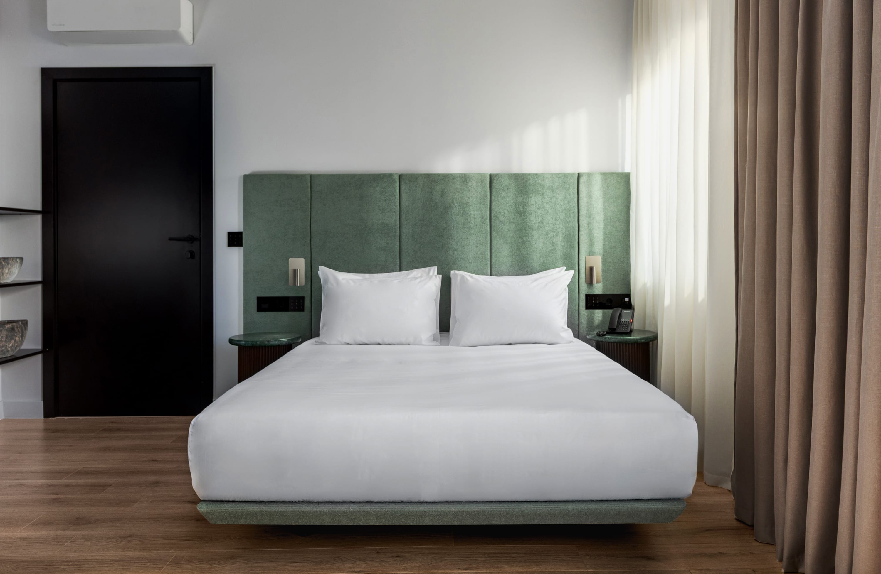 a bed in a room