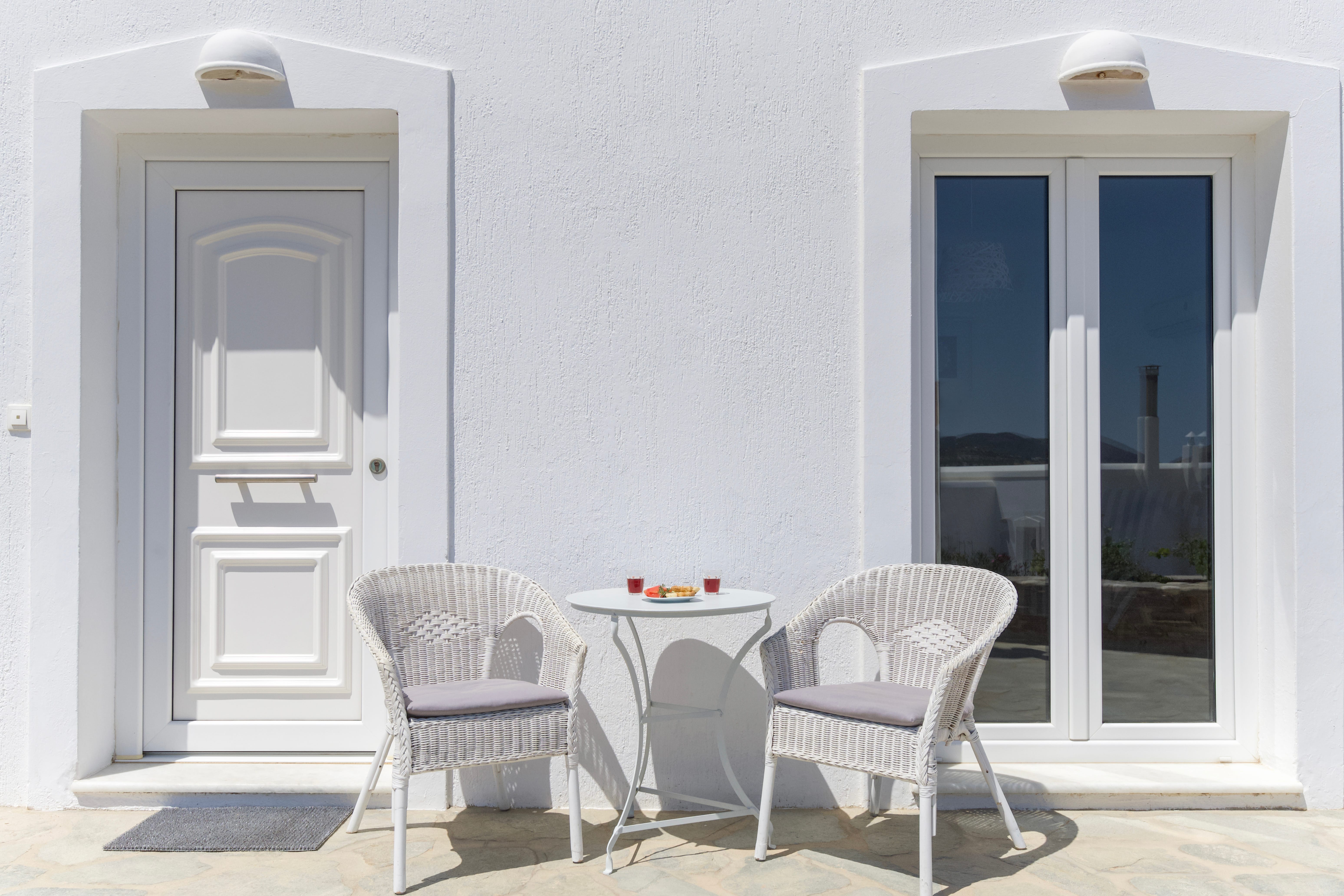 a table and chairs in a room