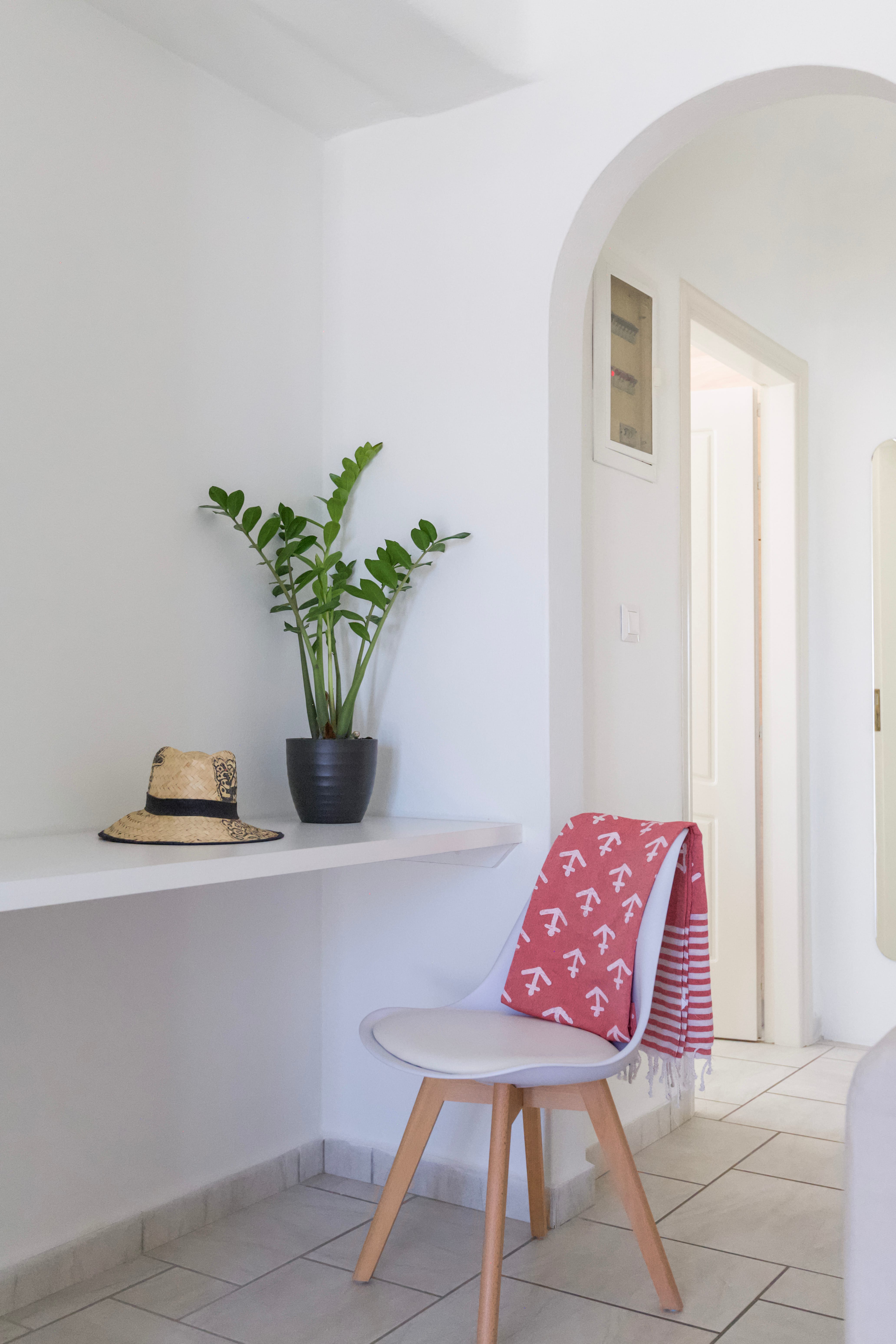 a chair and a table in a room