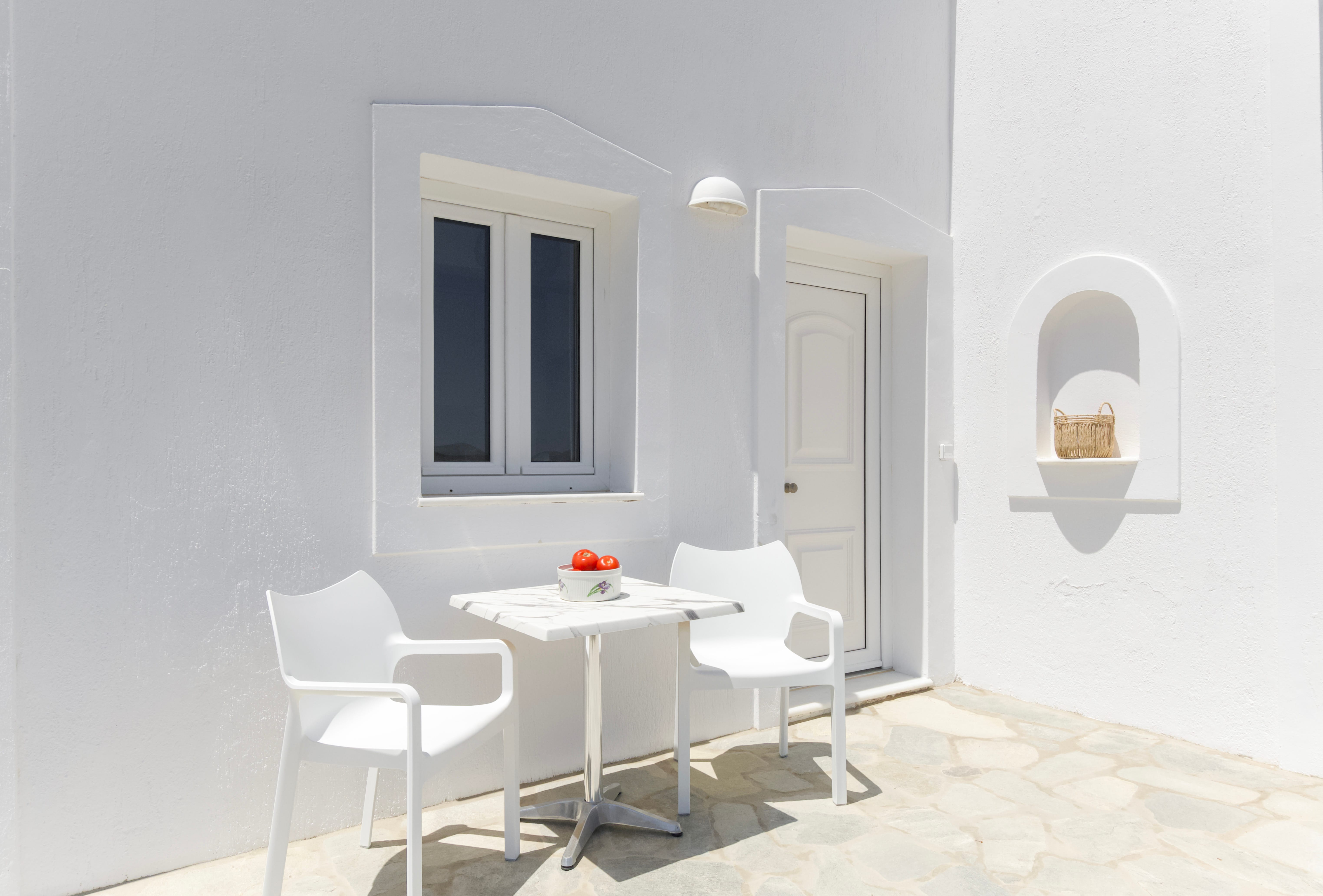 a table and chairs in a room