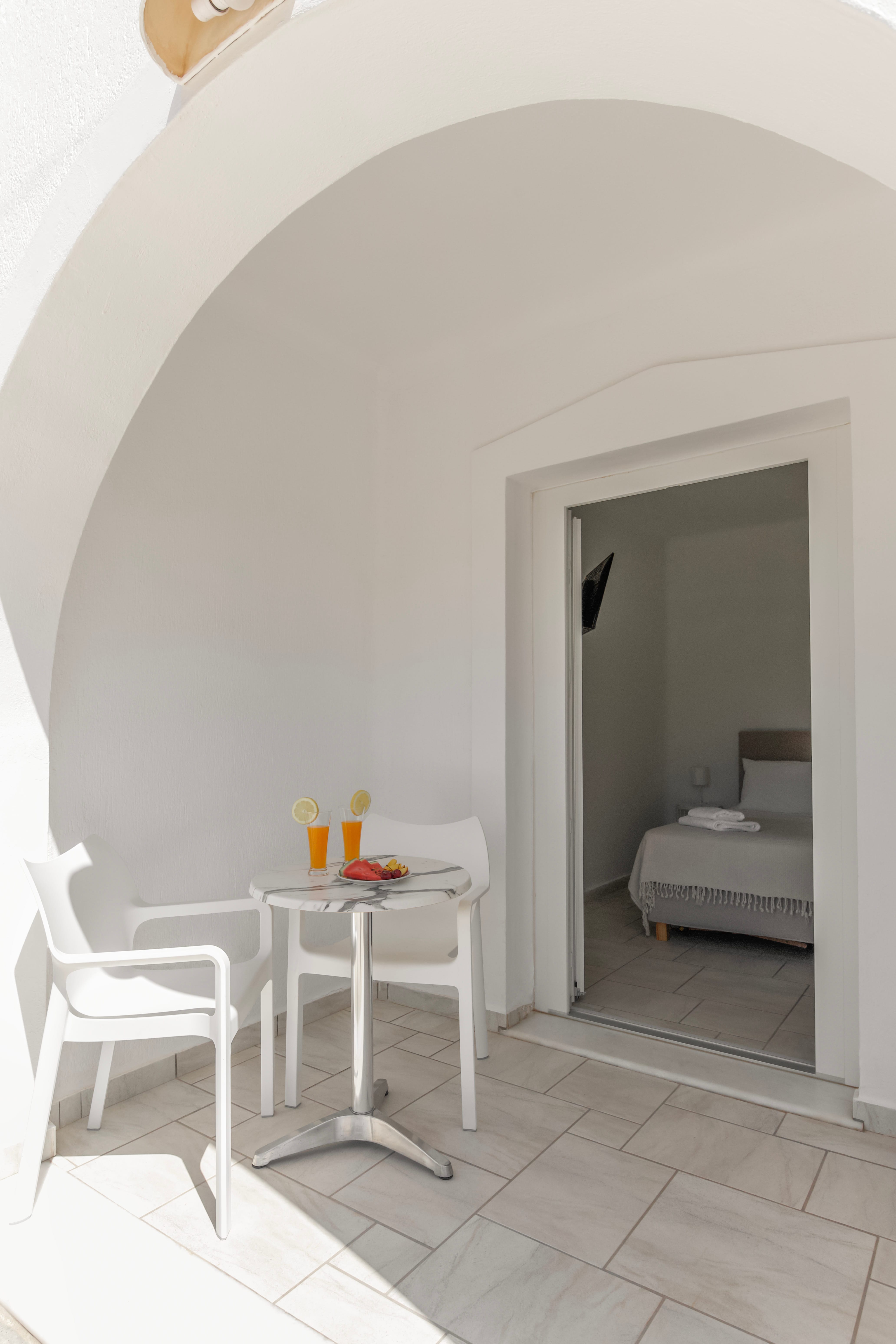 a room with a bed and a table