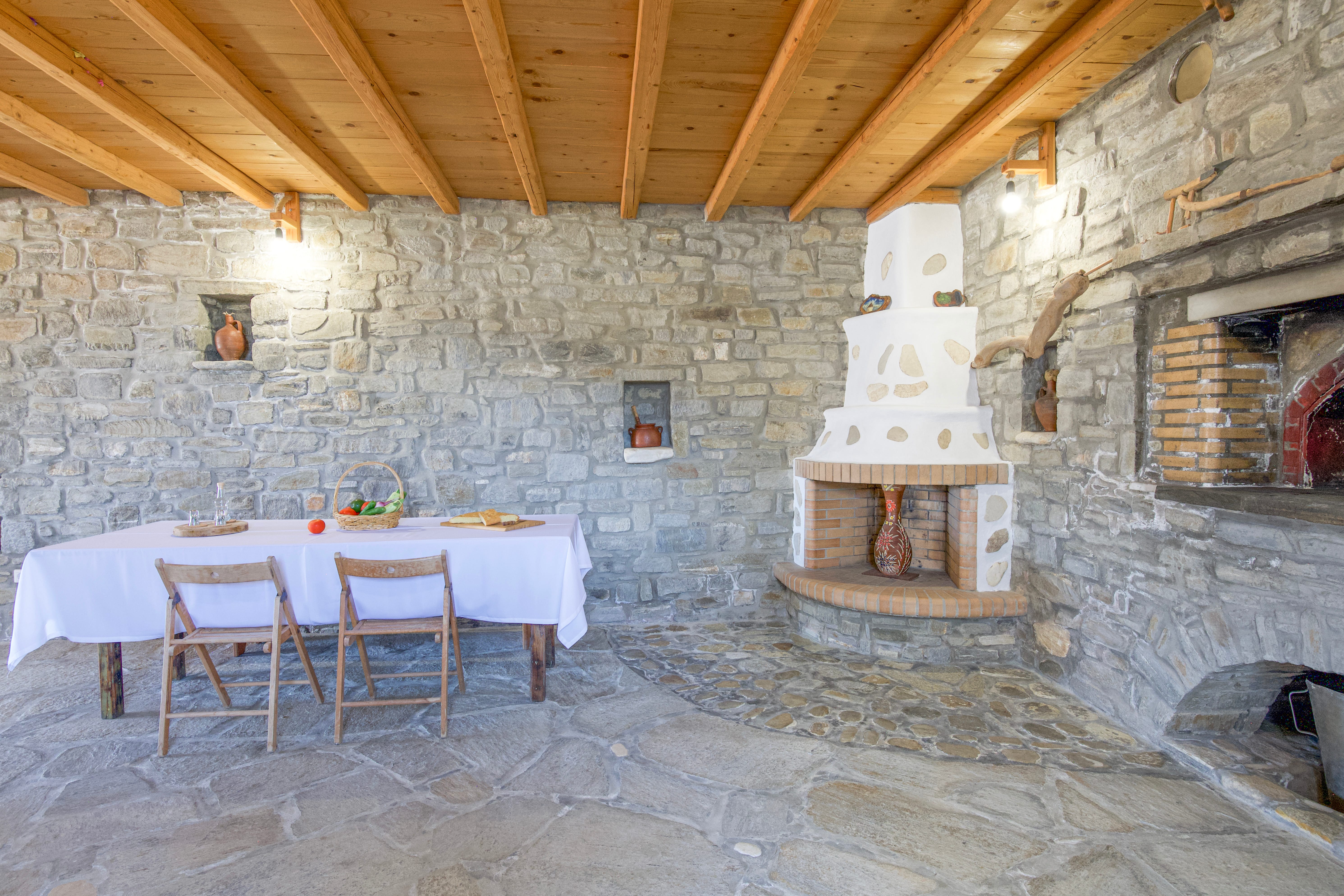 a room with tables and chairs