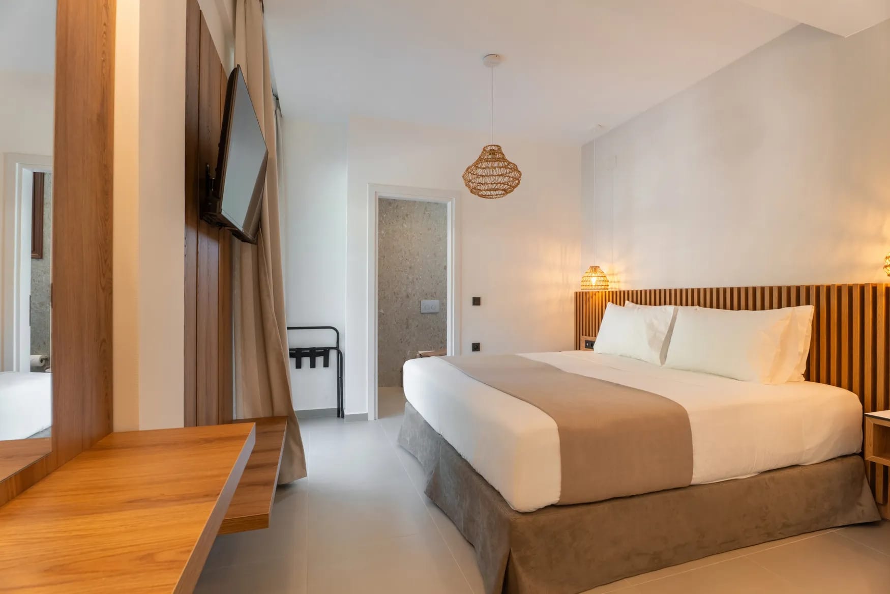a bed in a room