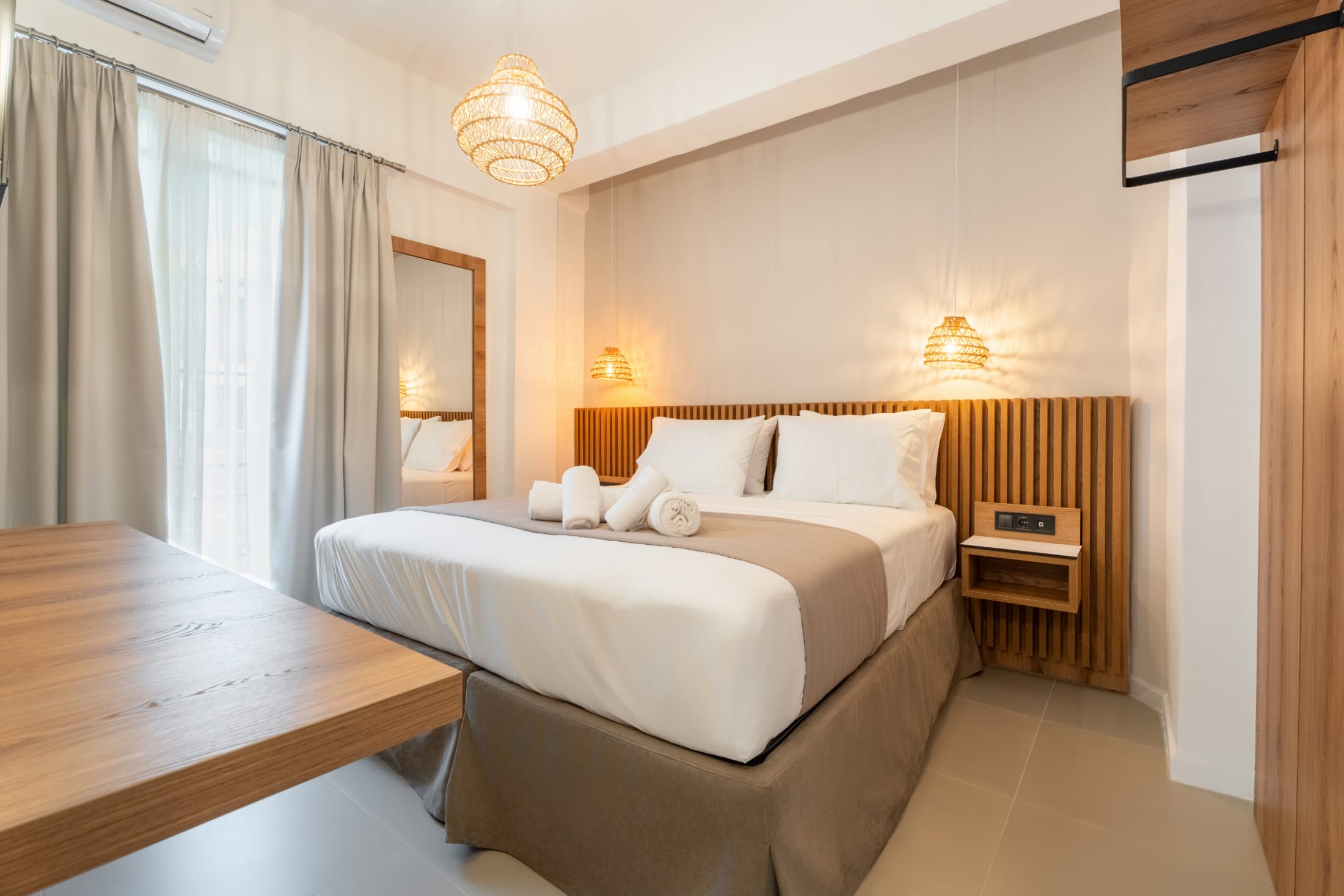 a bed in a room