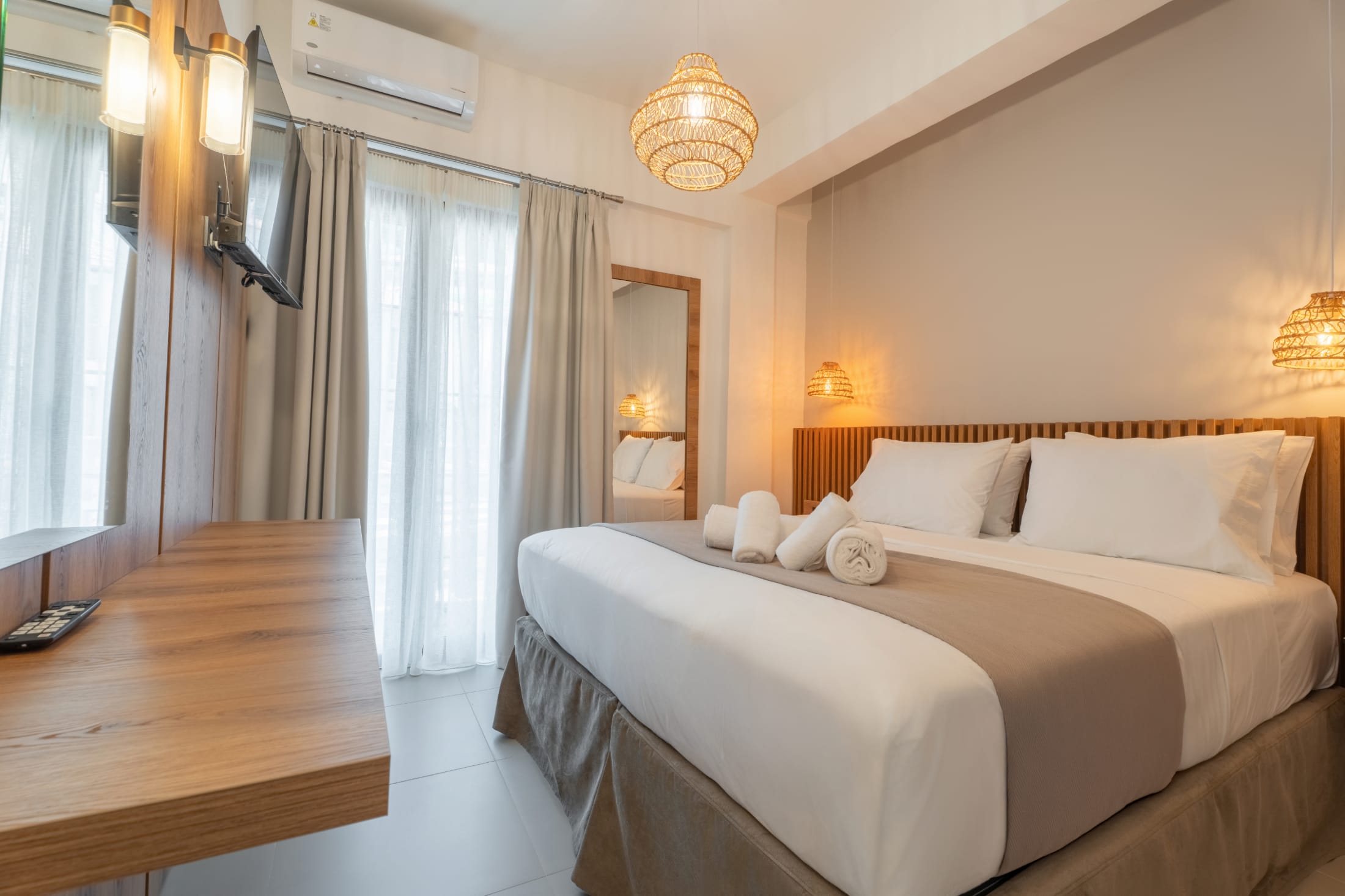 a bed in a room