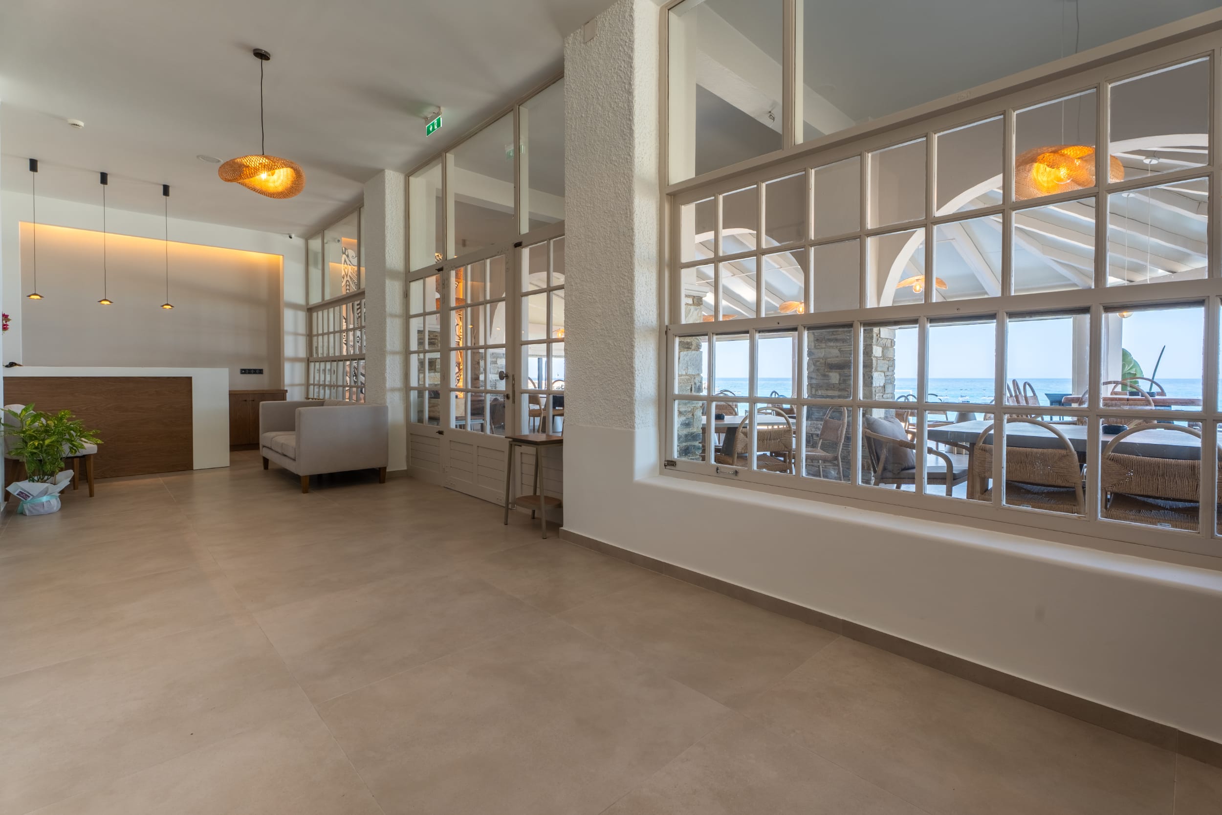 a room with a large window