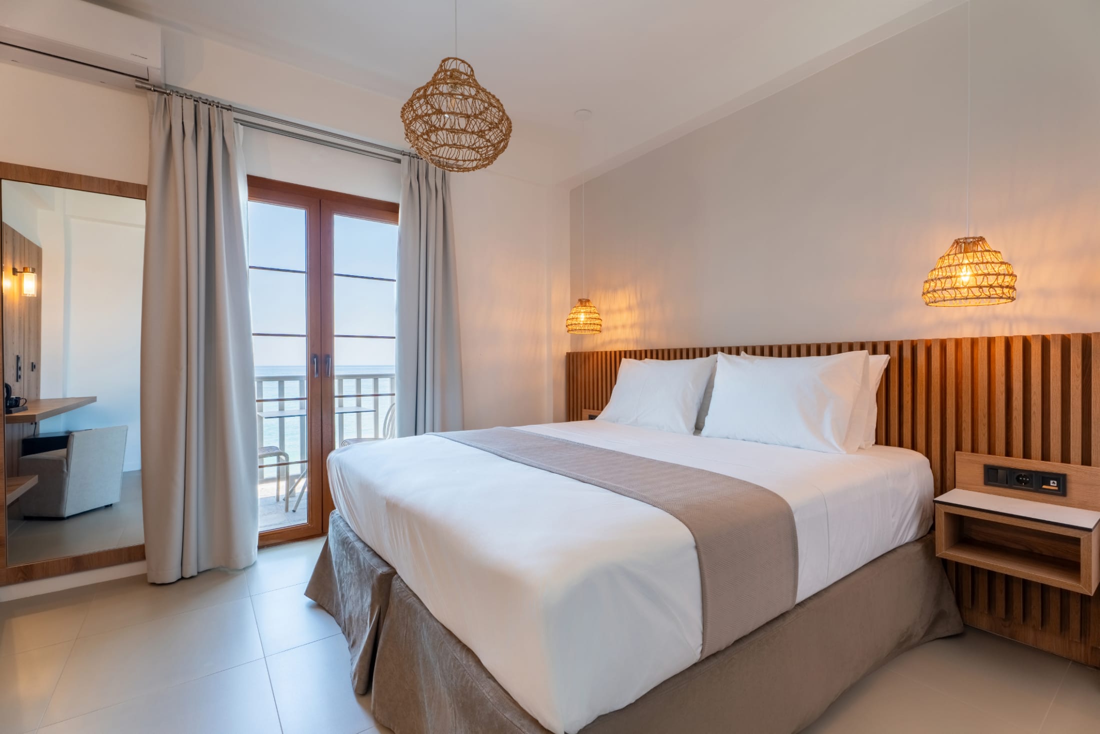 a bed in a room