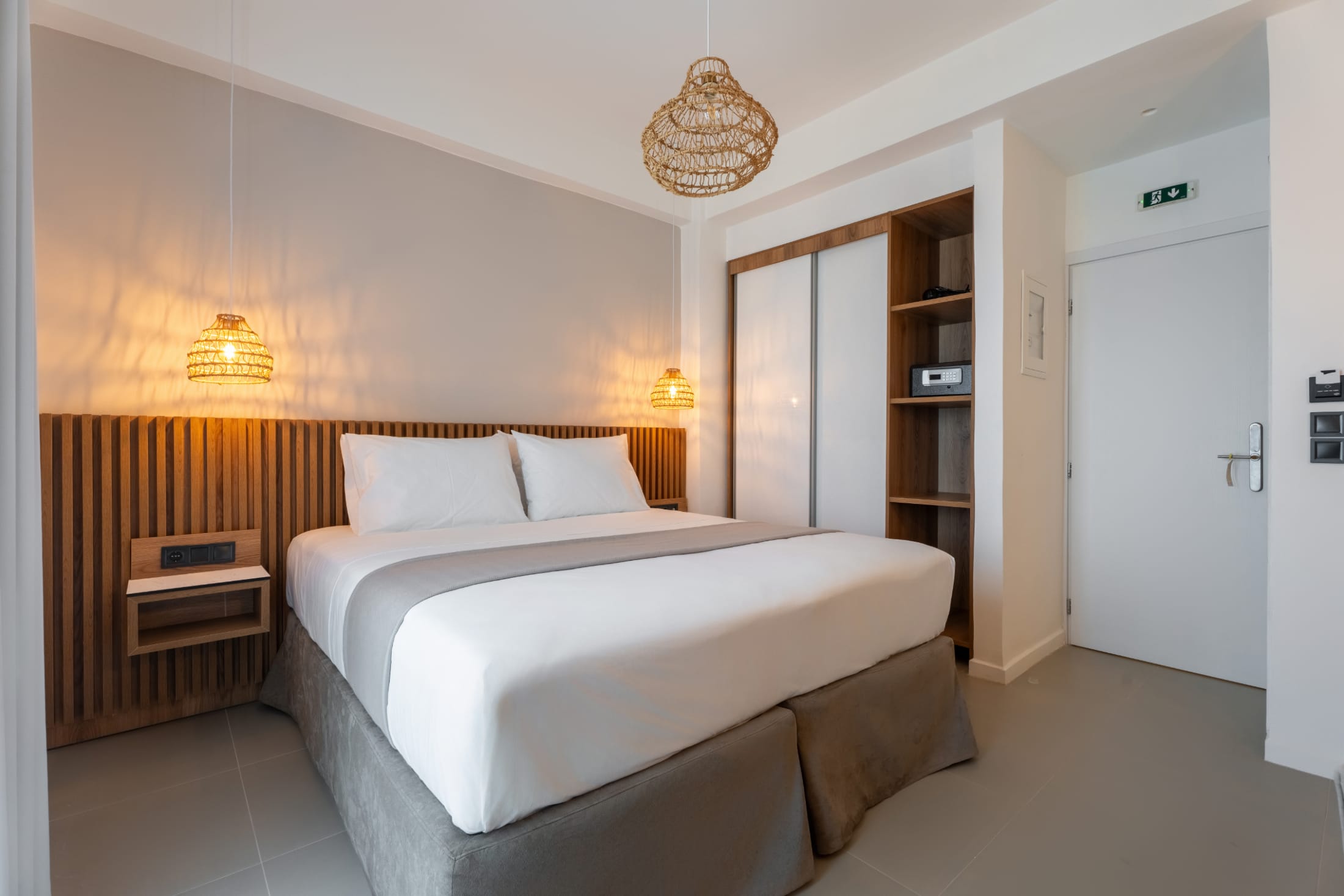 a bed in a room
