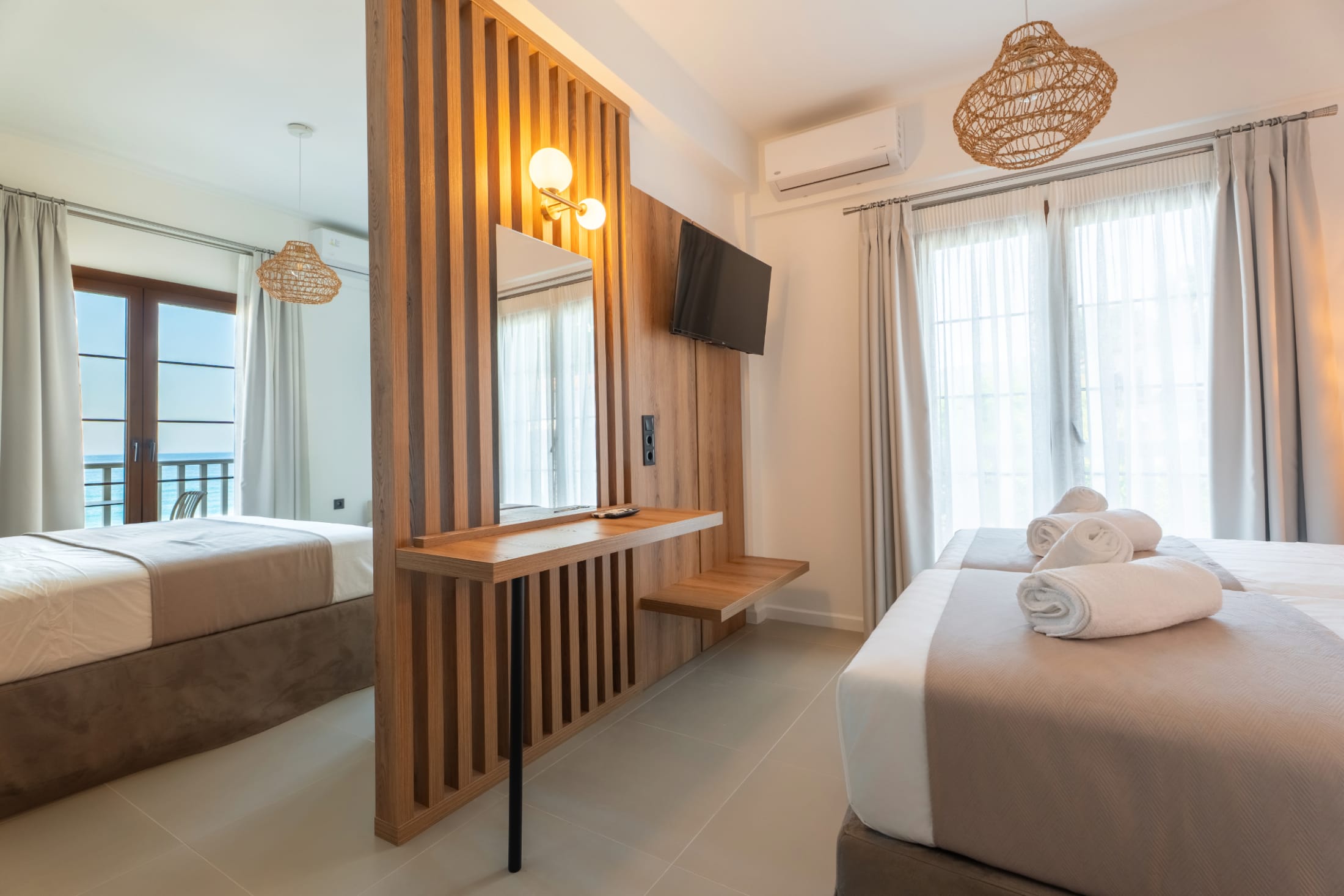 a room with two beds