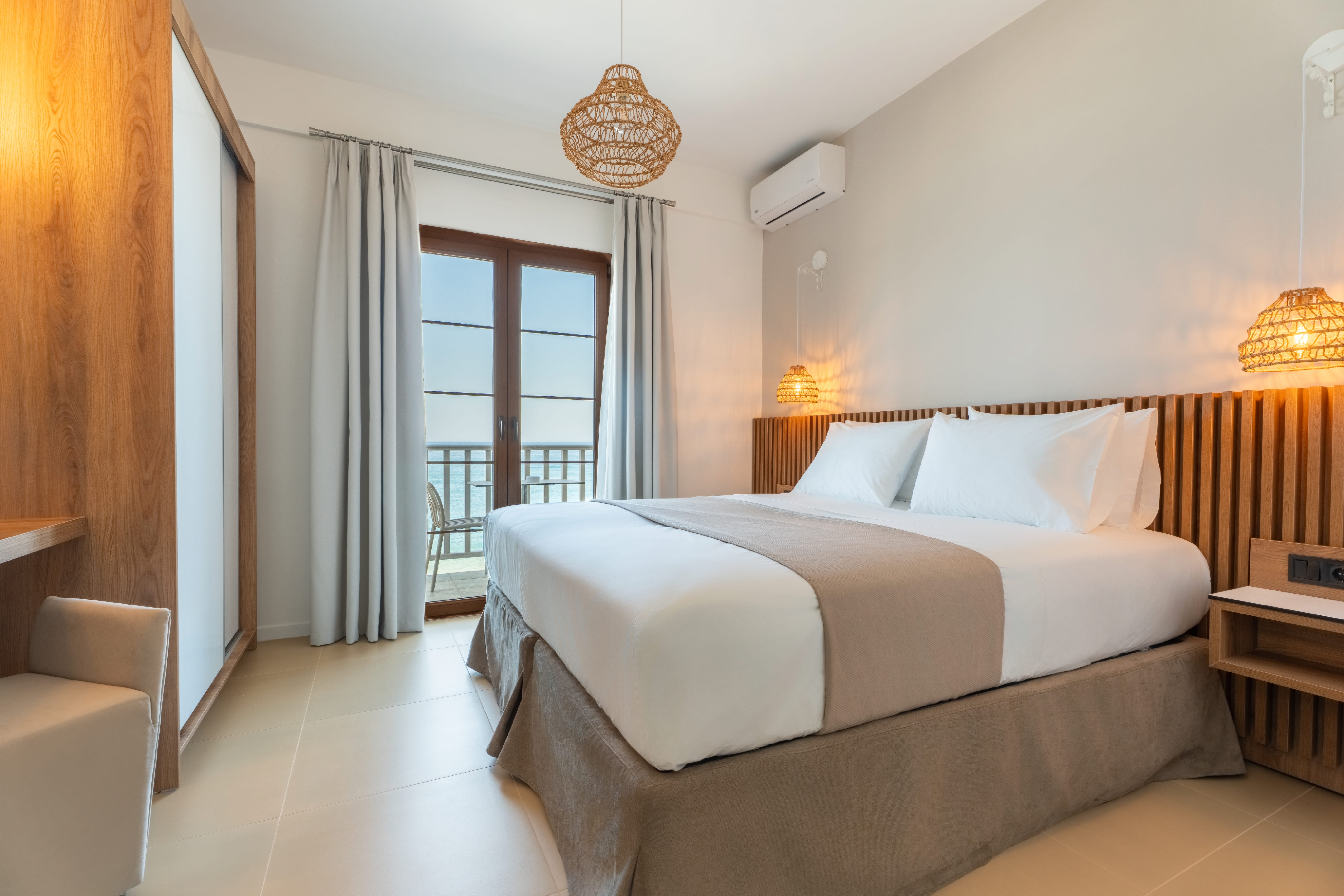 a bedroom with a large bed