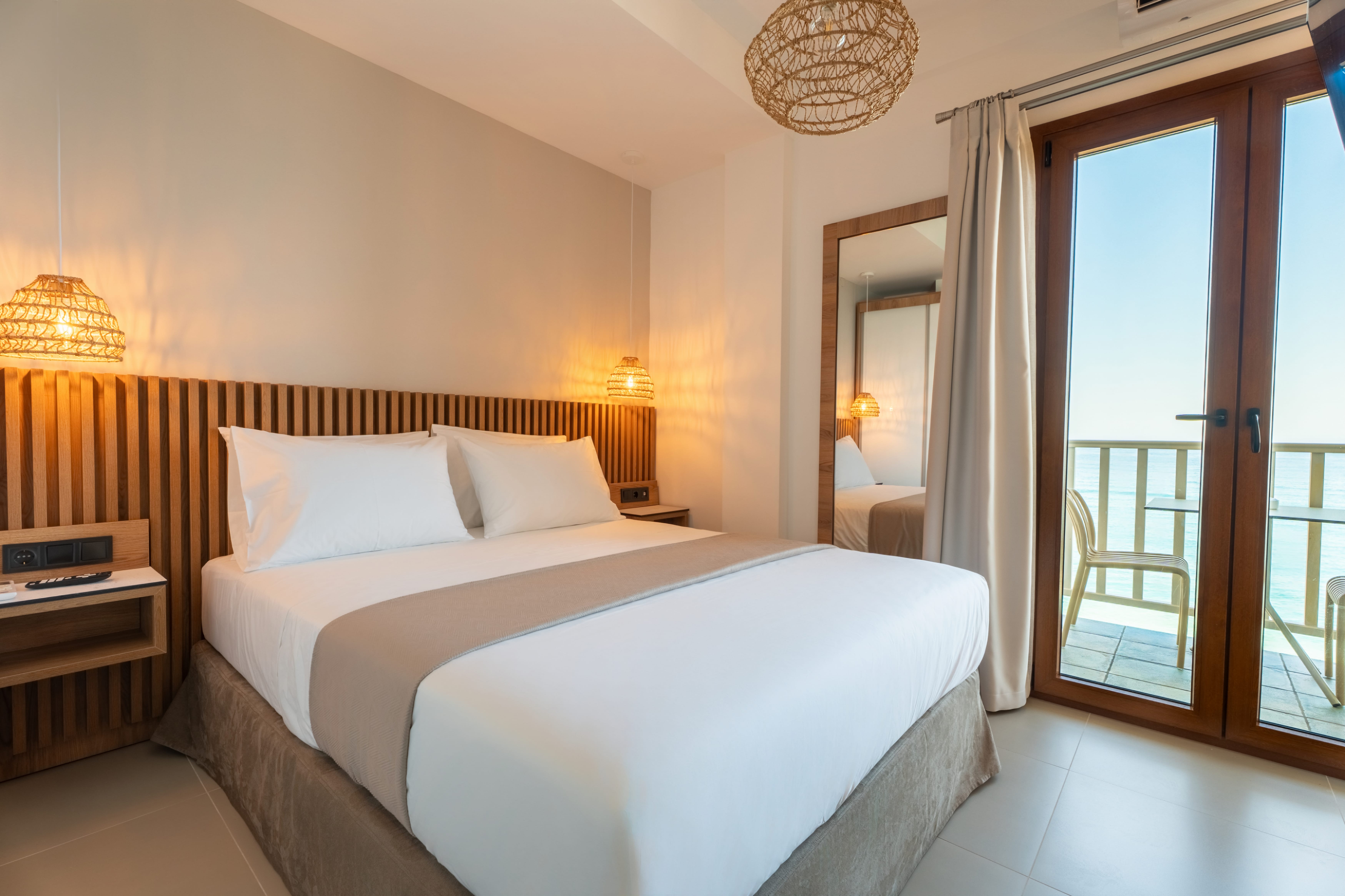 a bedroom with a large bed