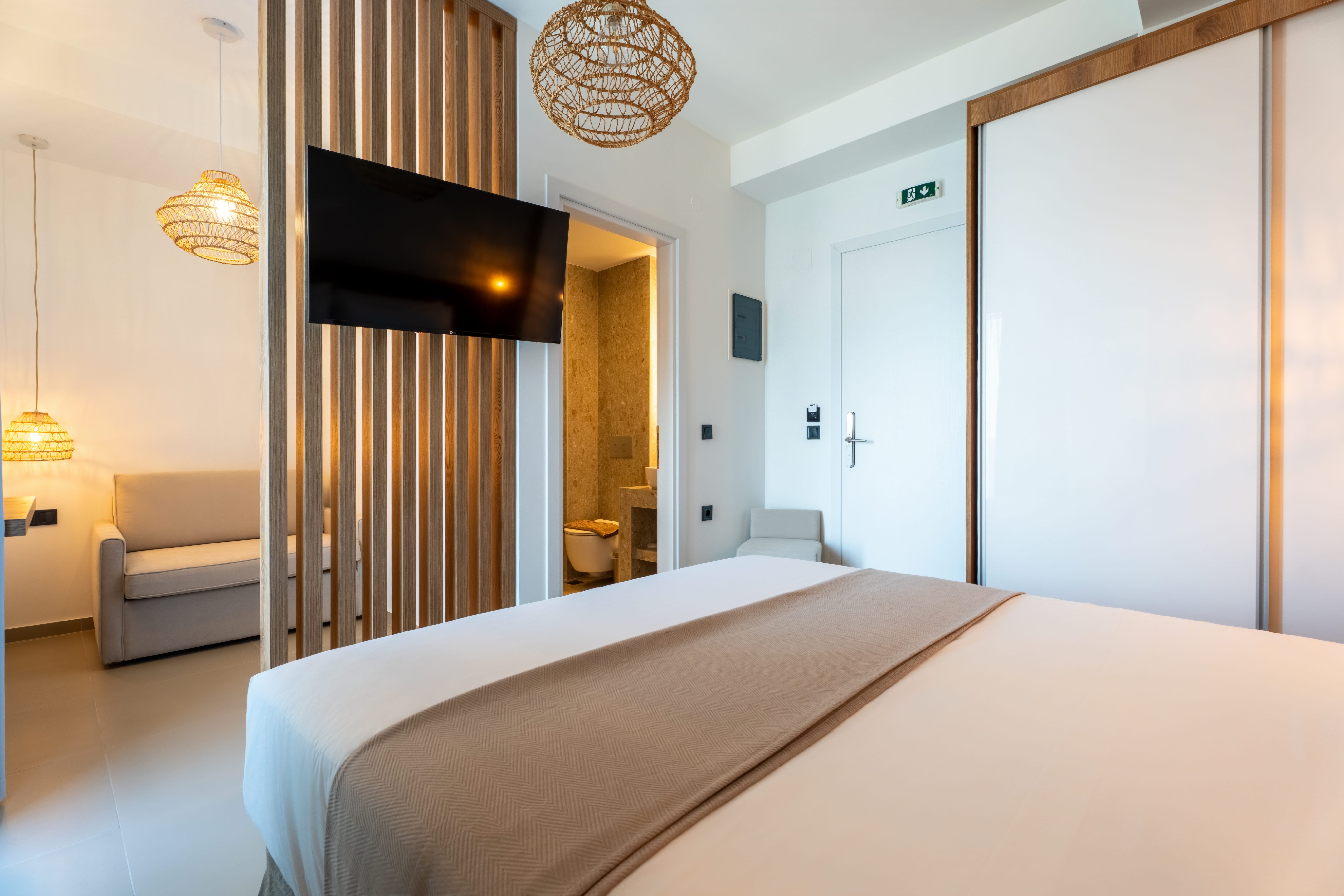 a bed in a room