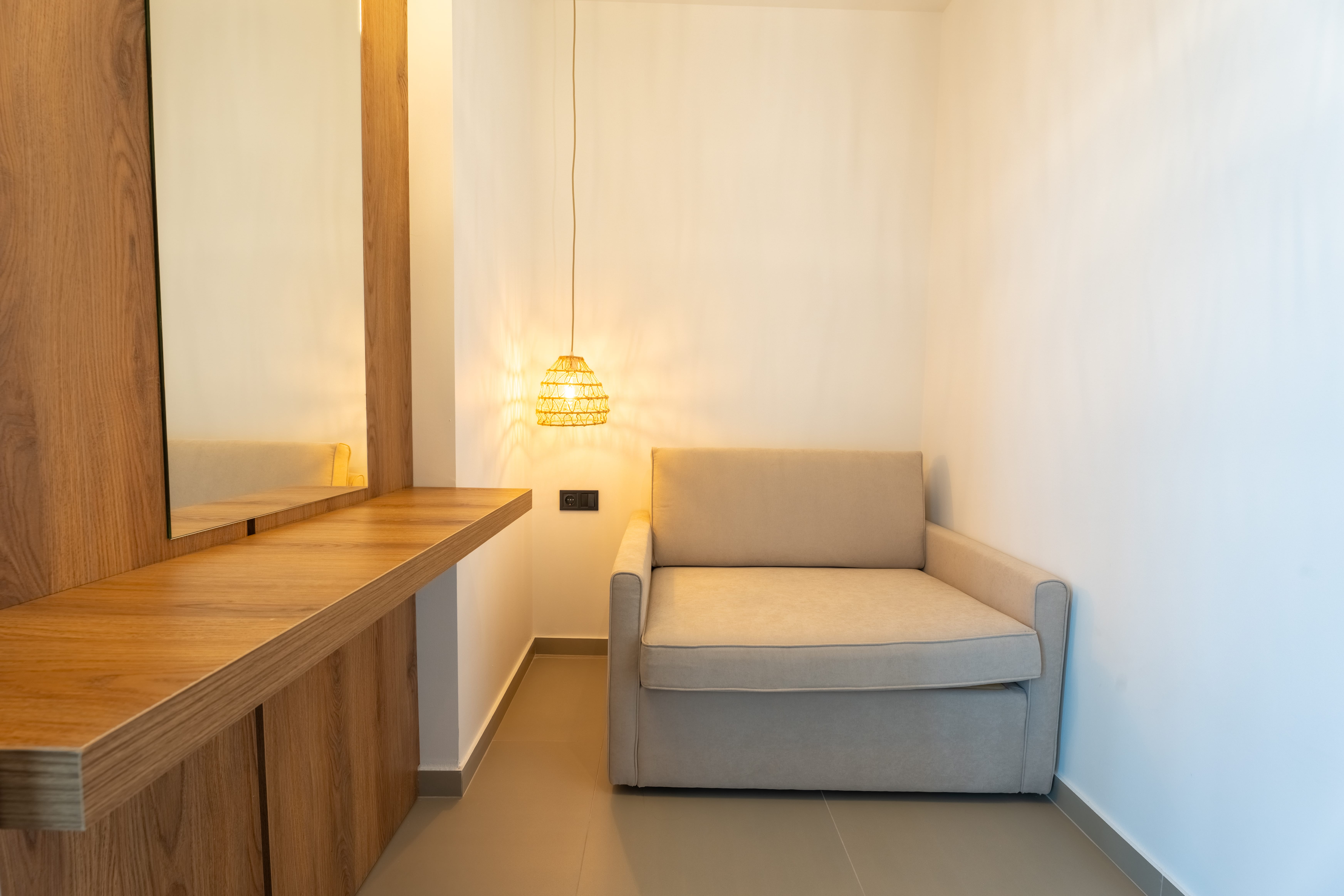 a white couch in a room