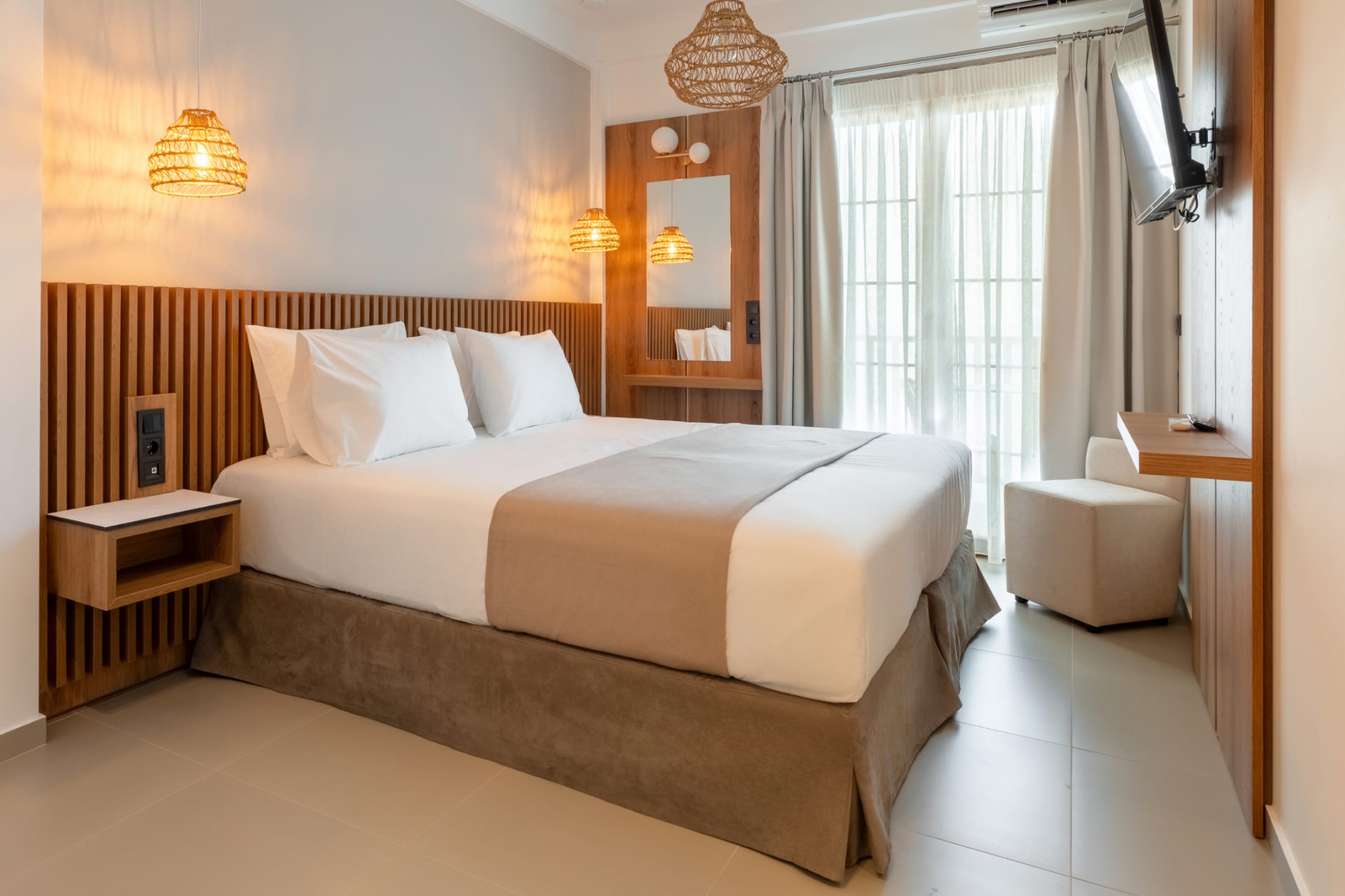 a bed in a room