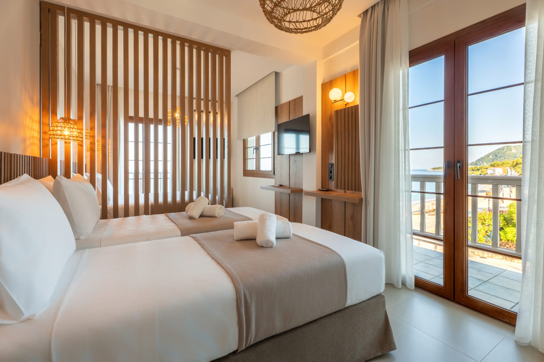 a bedroom with a large bed