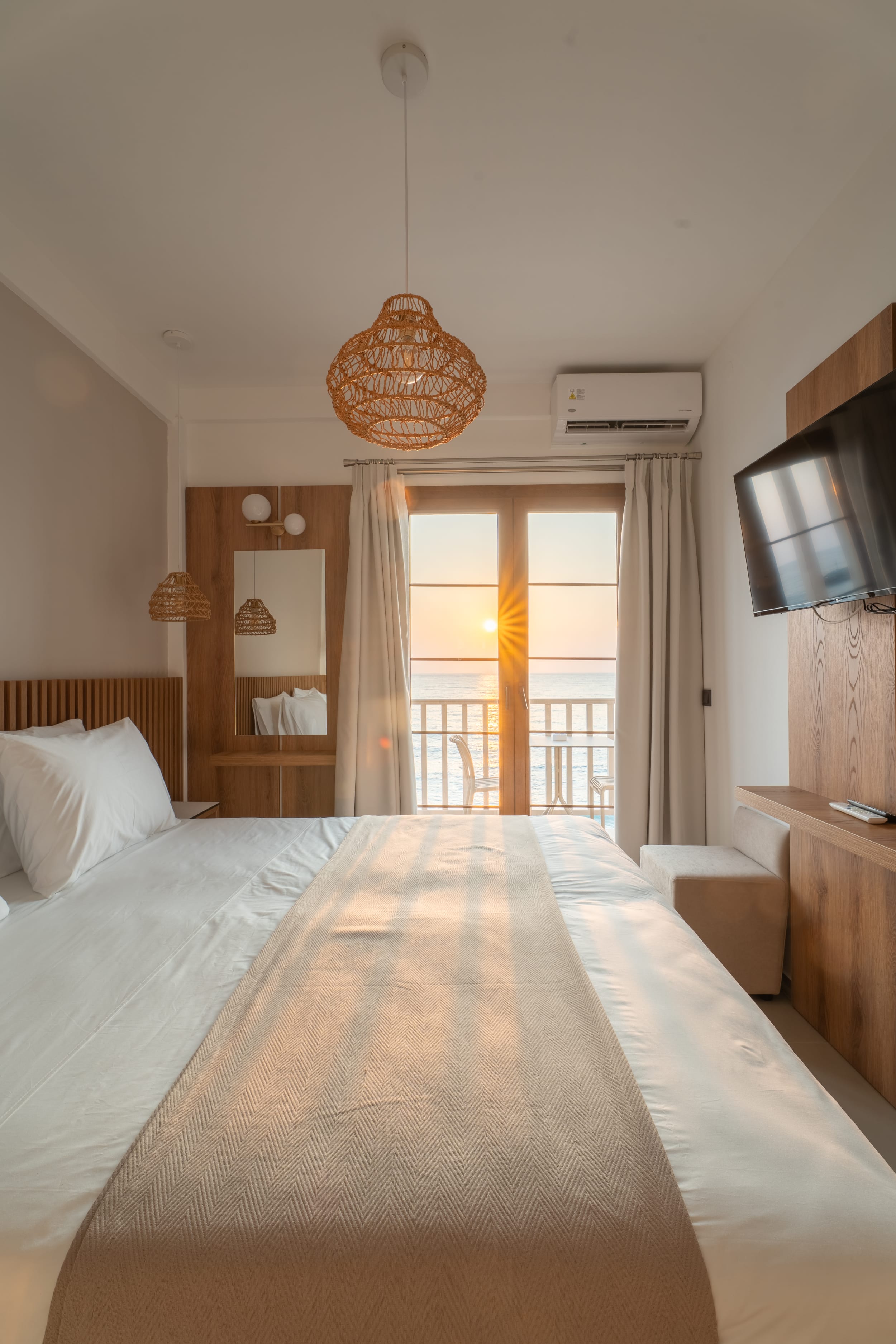 a bed with a lamp on it