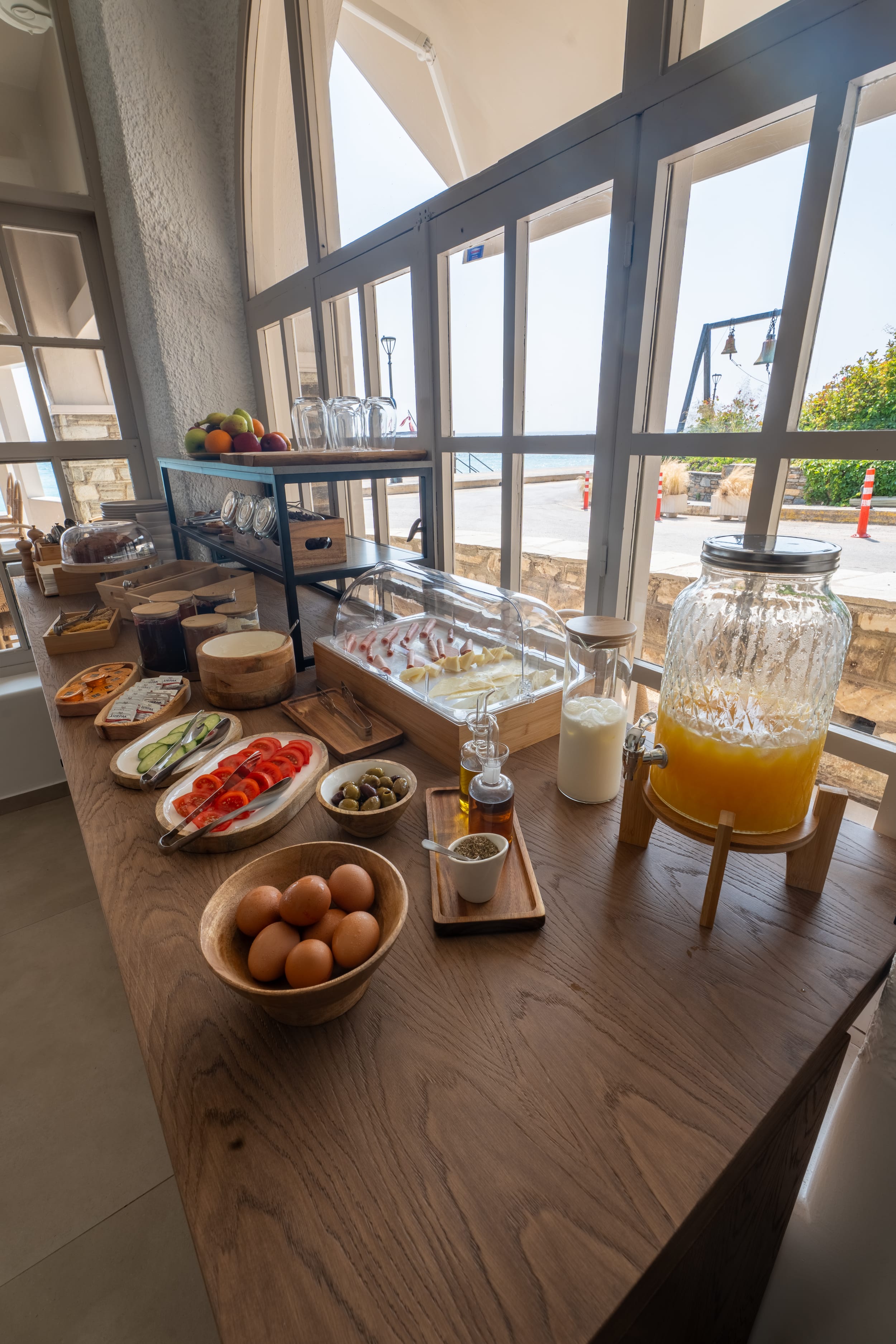 a table with food and drinks on it