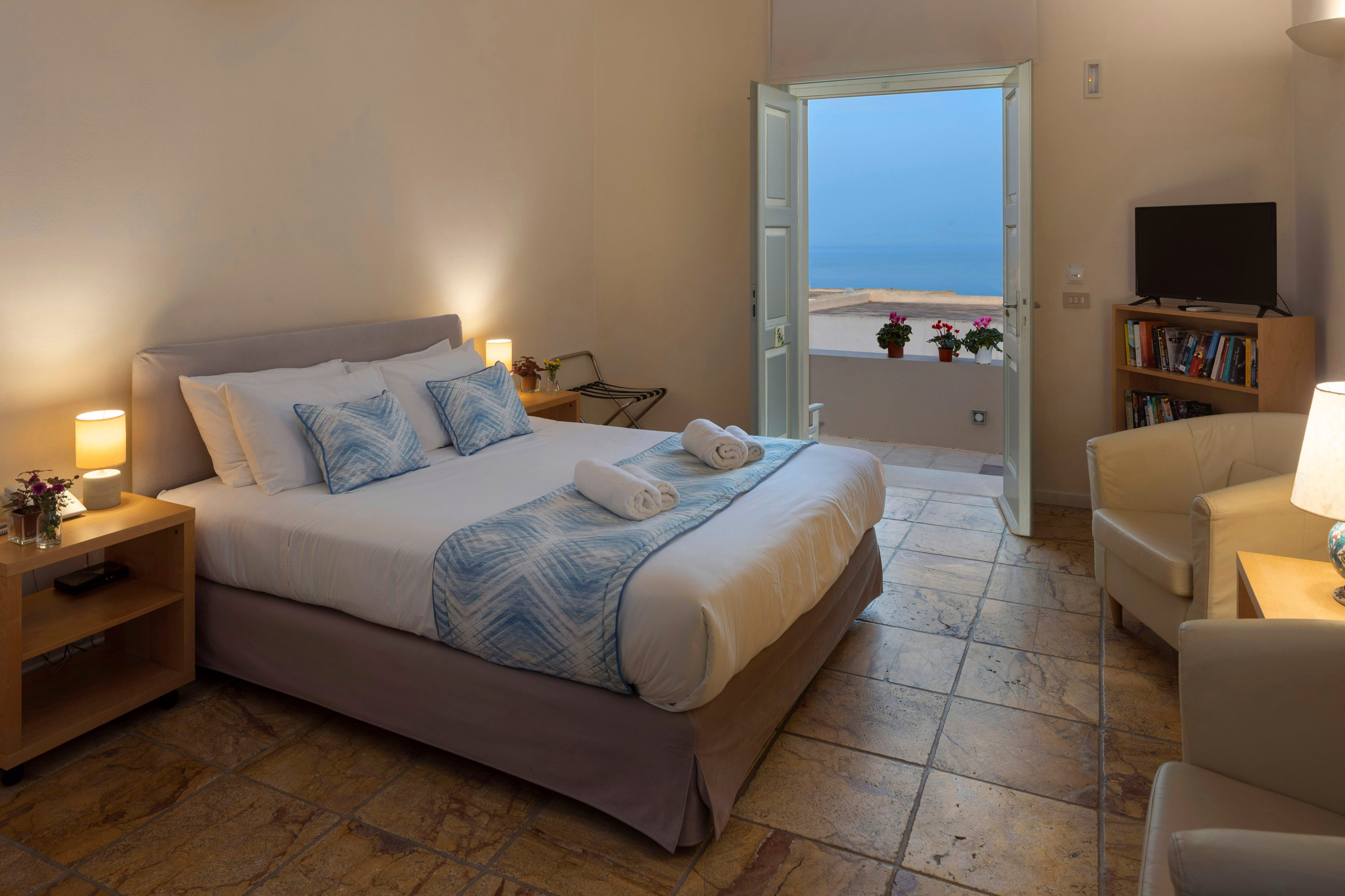 a bed in a room