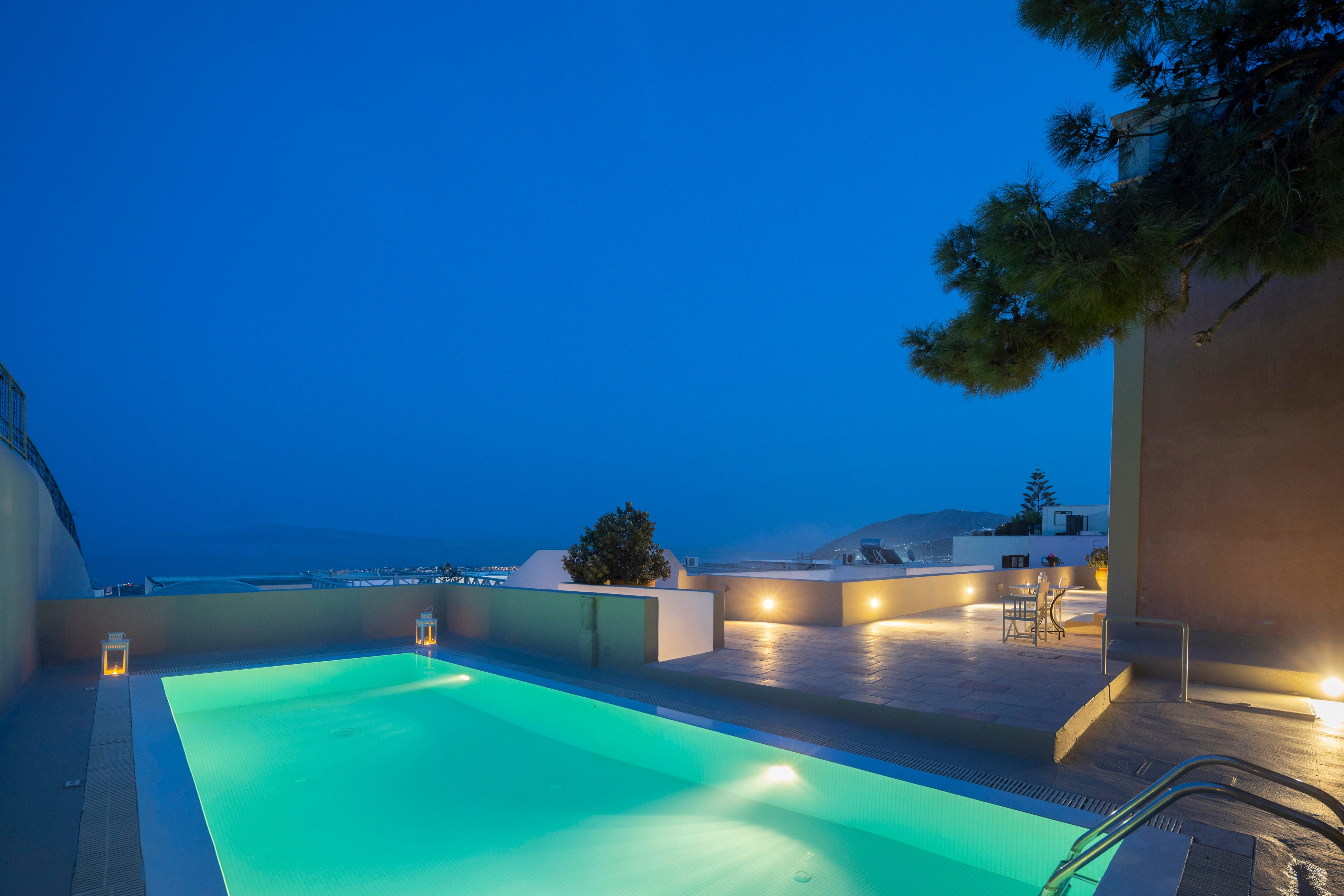 a pool at night