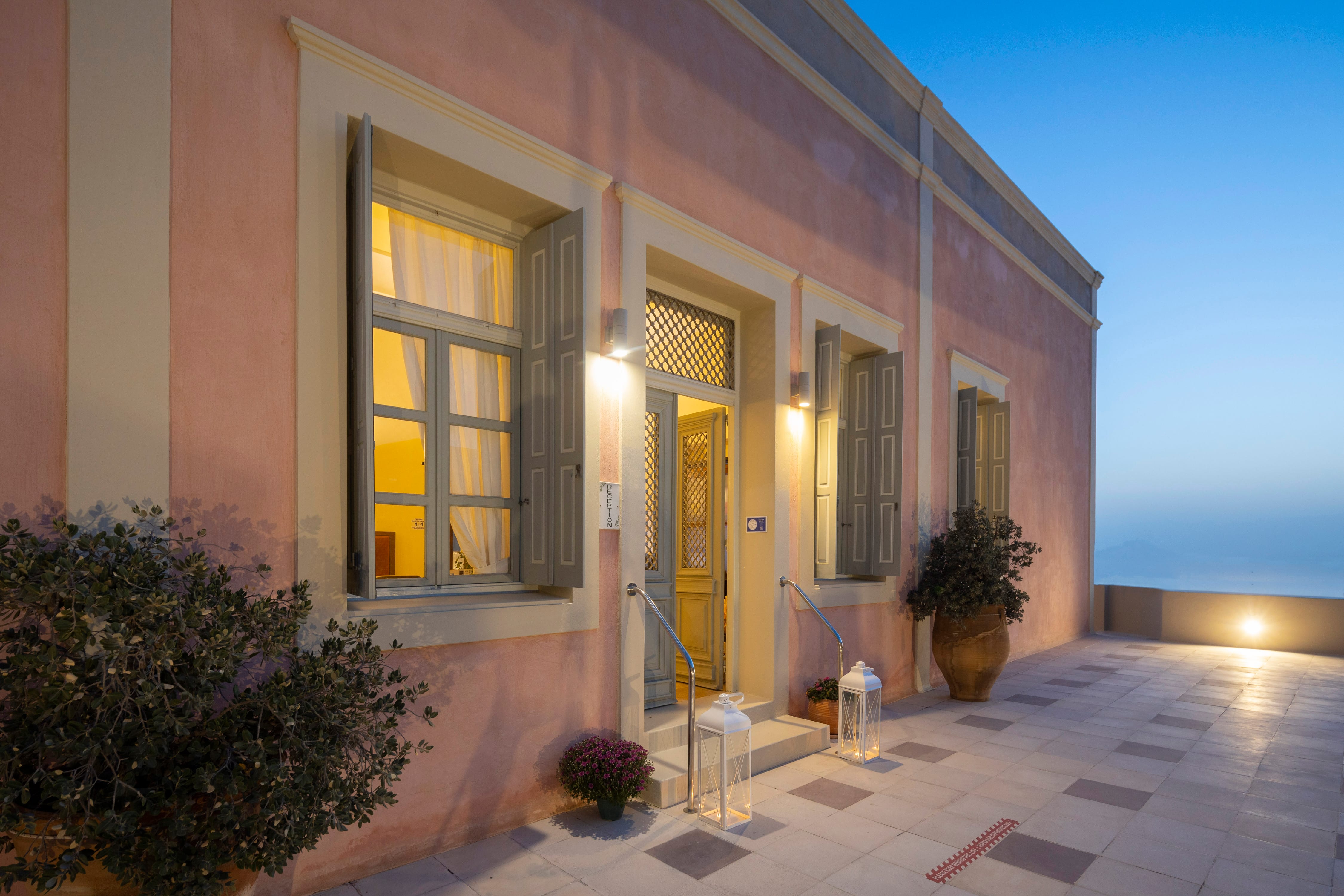 a house with a patio and a large window