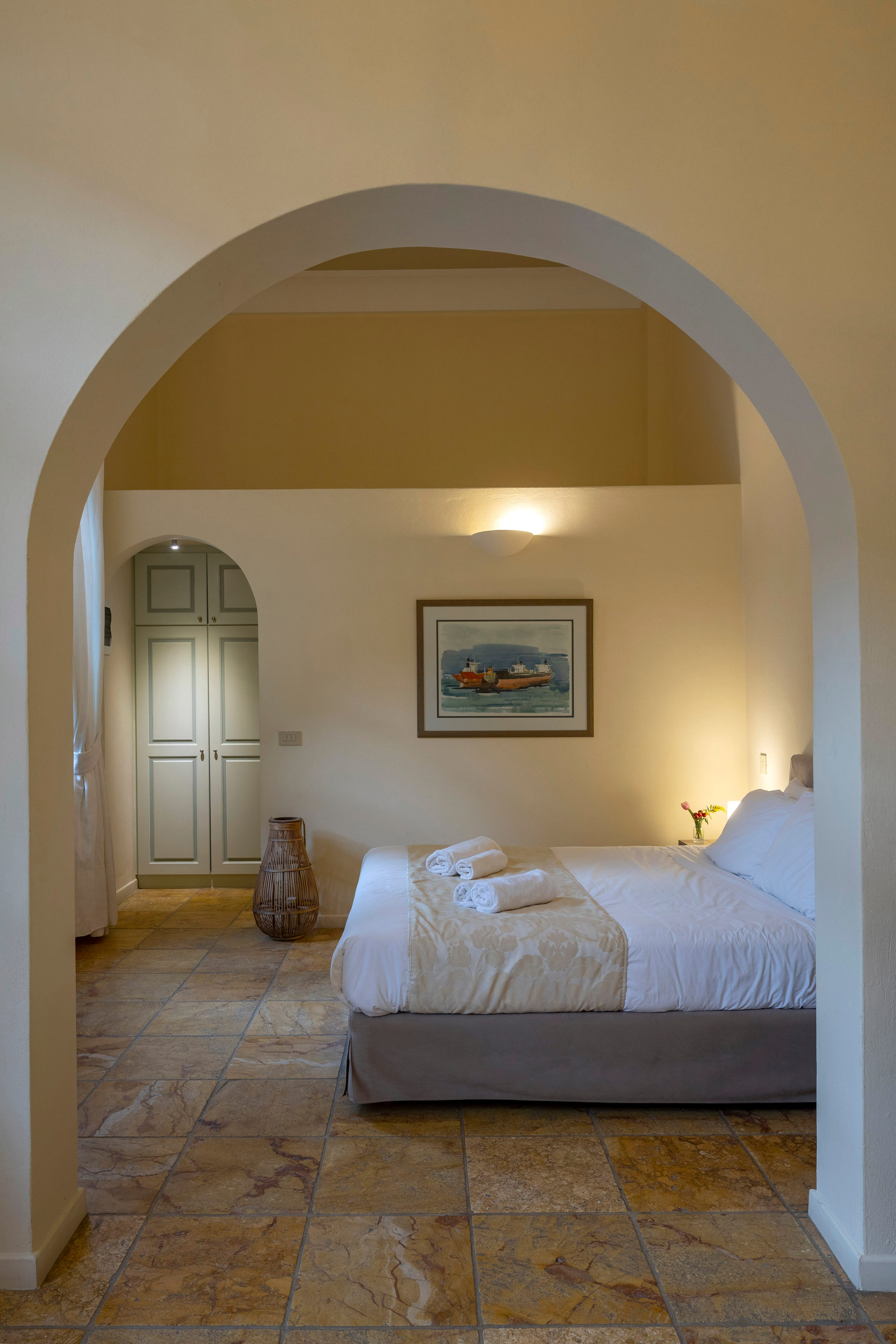 a bed in a room