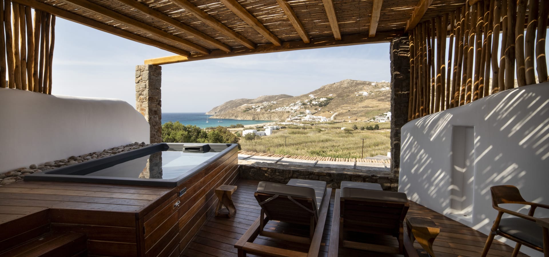 a room with a view of mountains