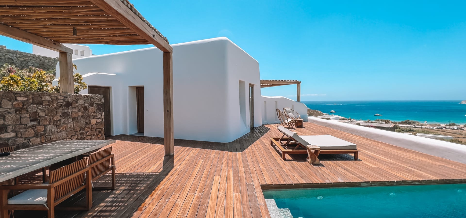a pool and a deck