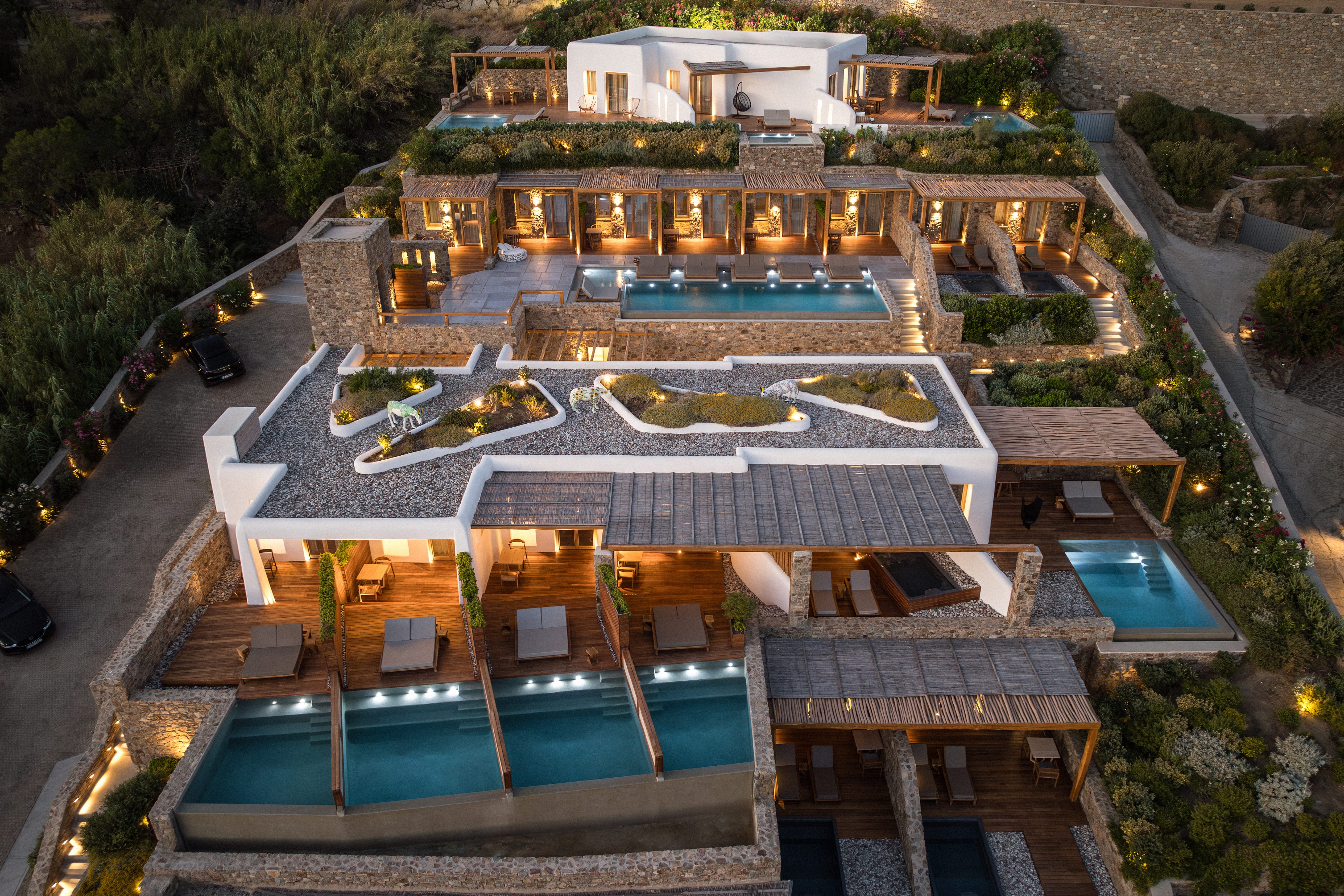 a high angle view of a swimming pool