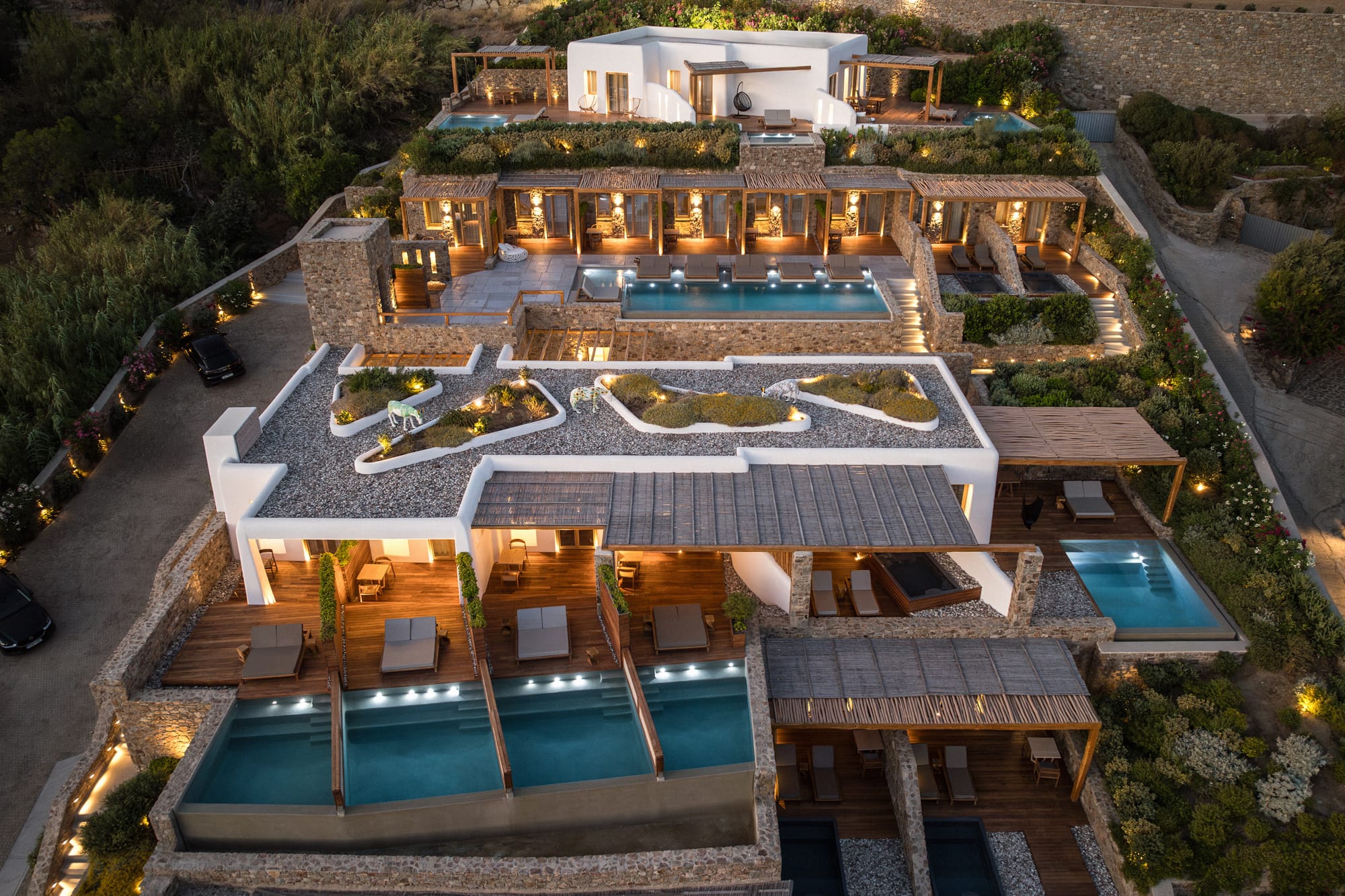 a high angle view of a swimming pool