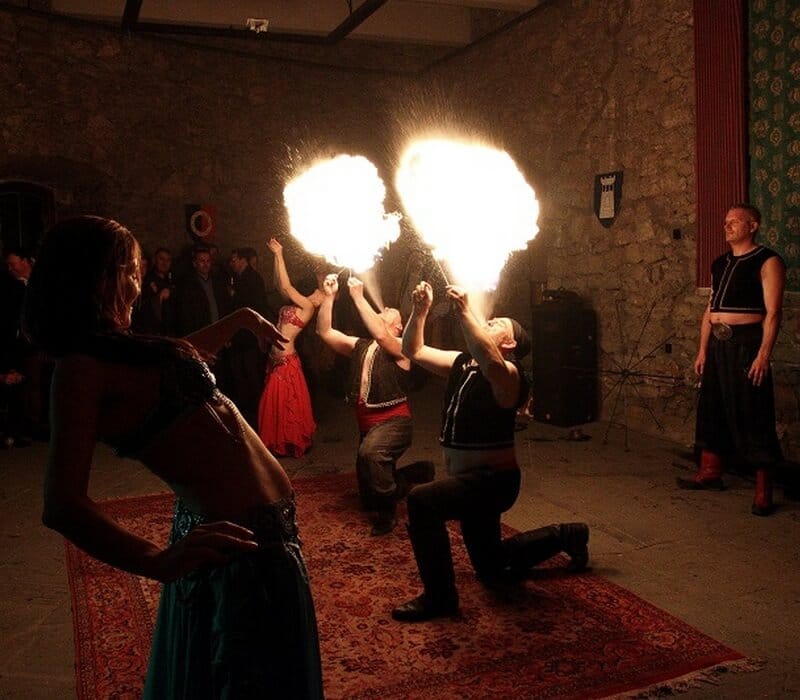 a group of people dancing