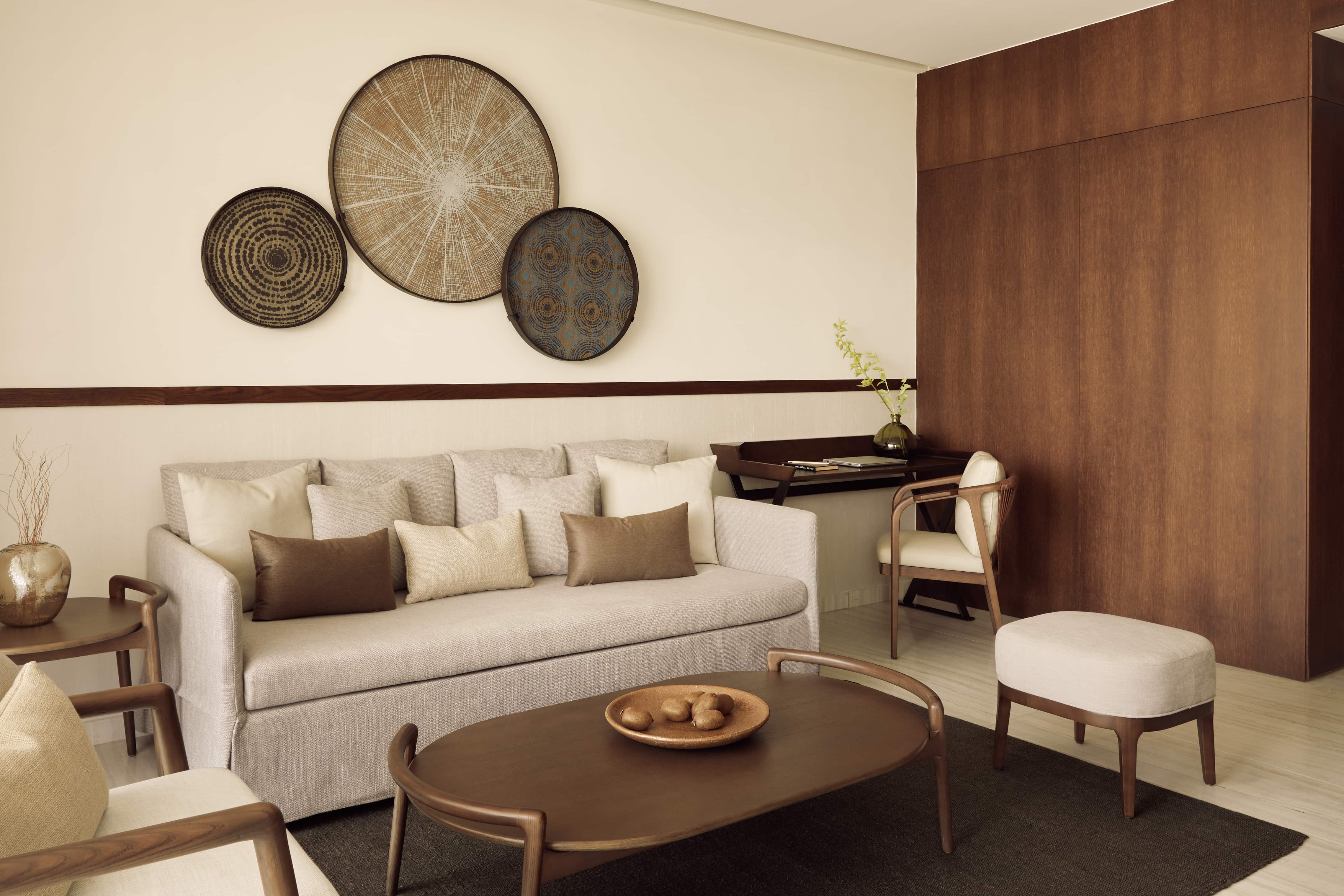 a living room with a couch and a coffee table