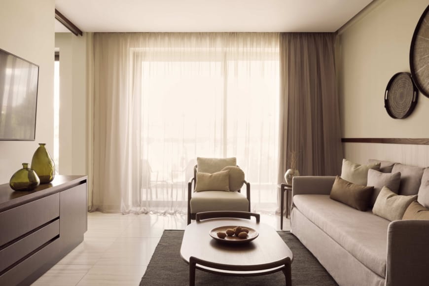 a living room with a couch and a coffee table
