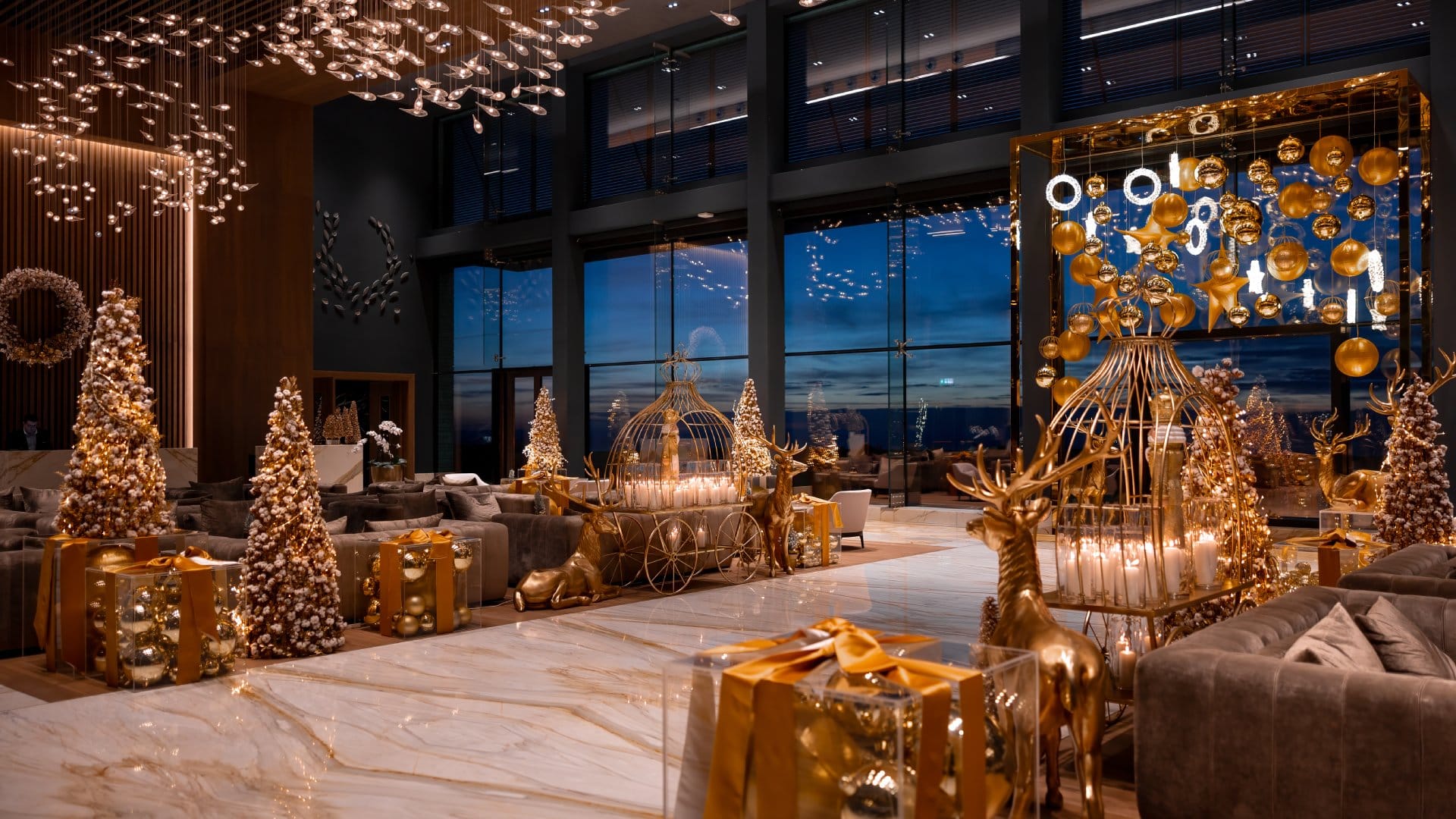 a room with a table and chairs