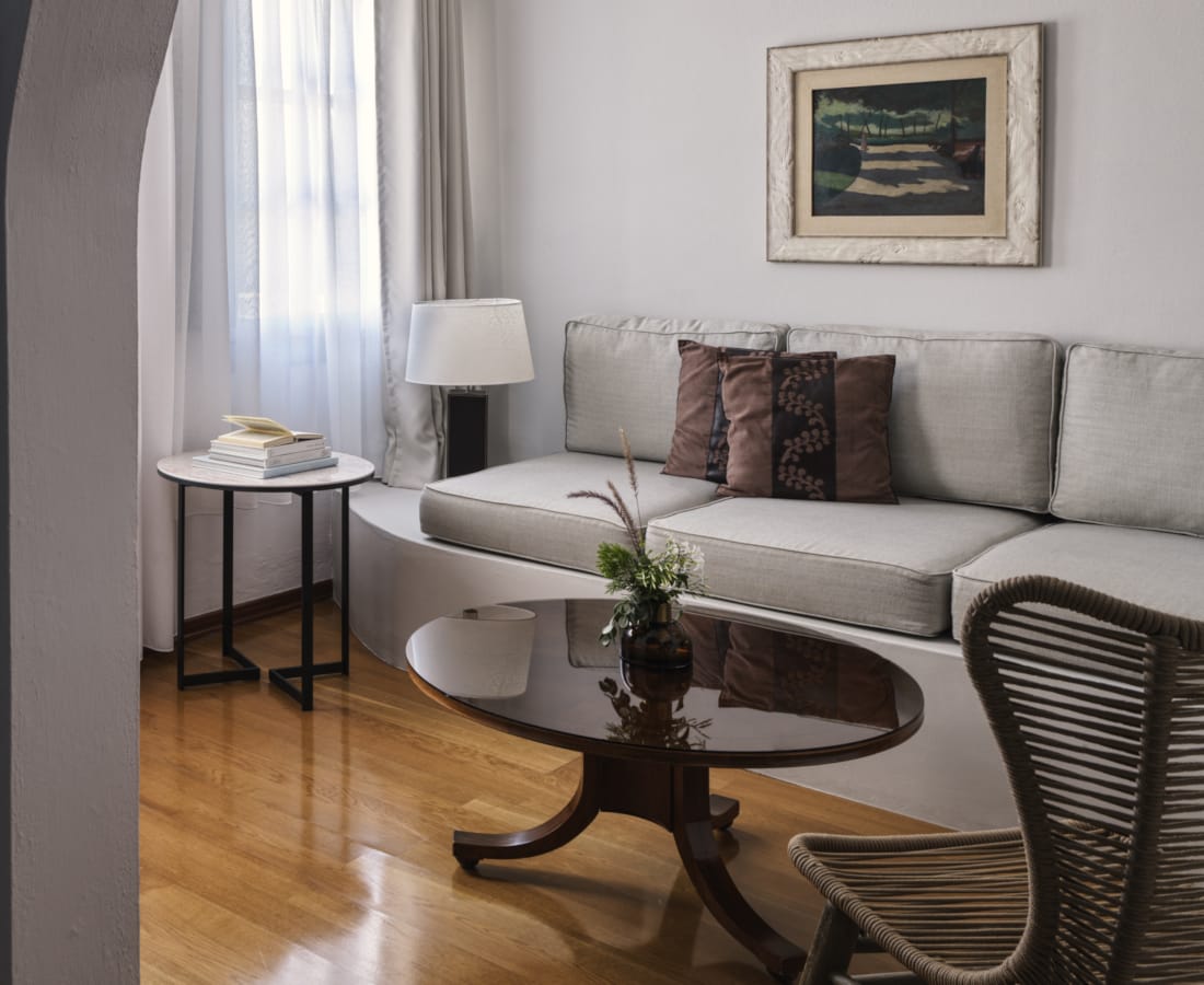 a bedroom with a large window