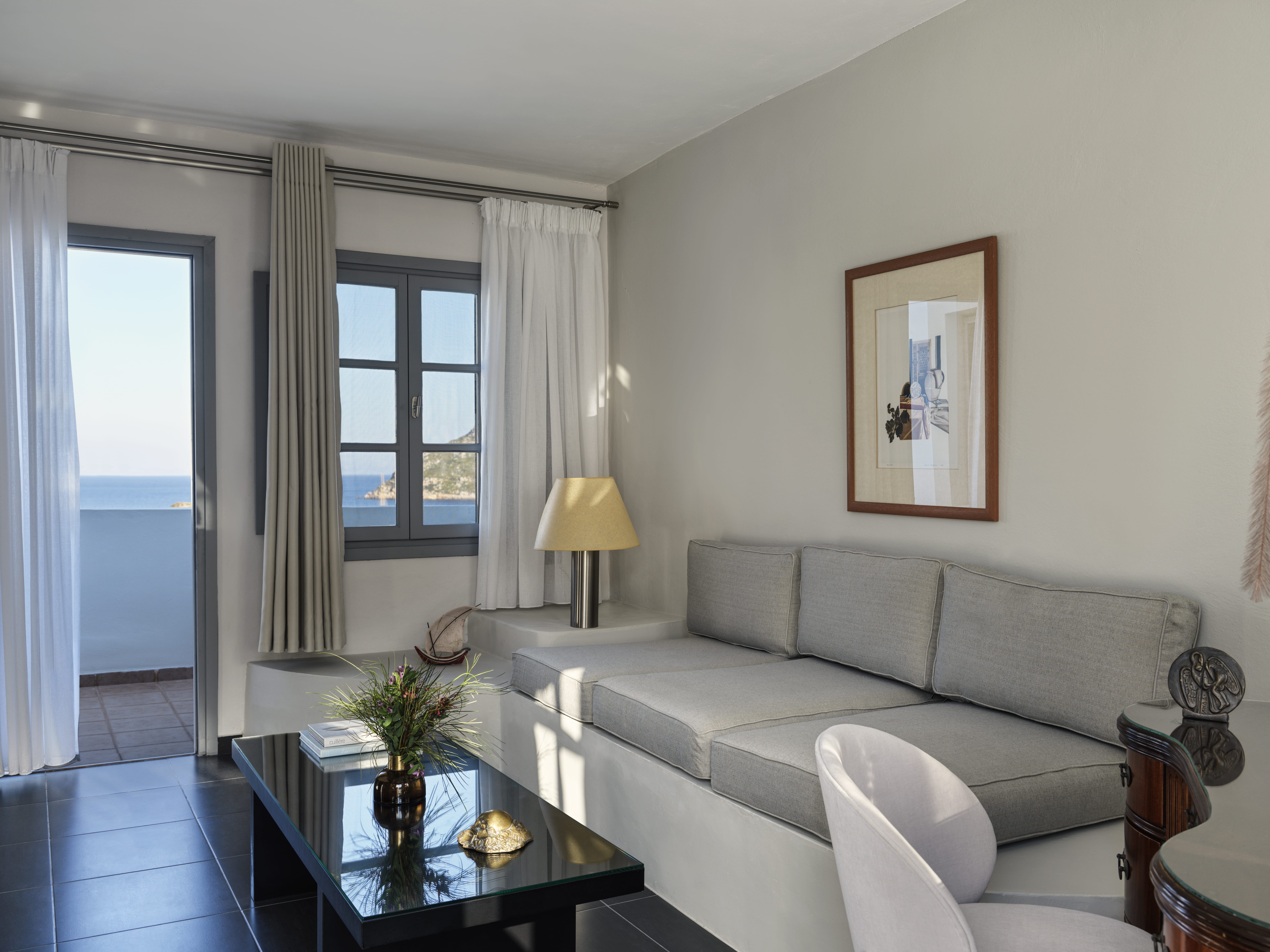 a living room with a couch and a coffee table