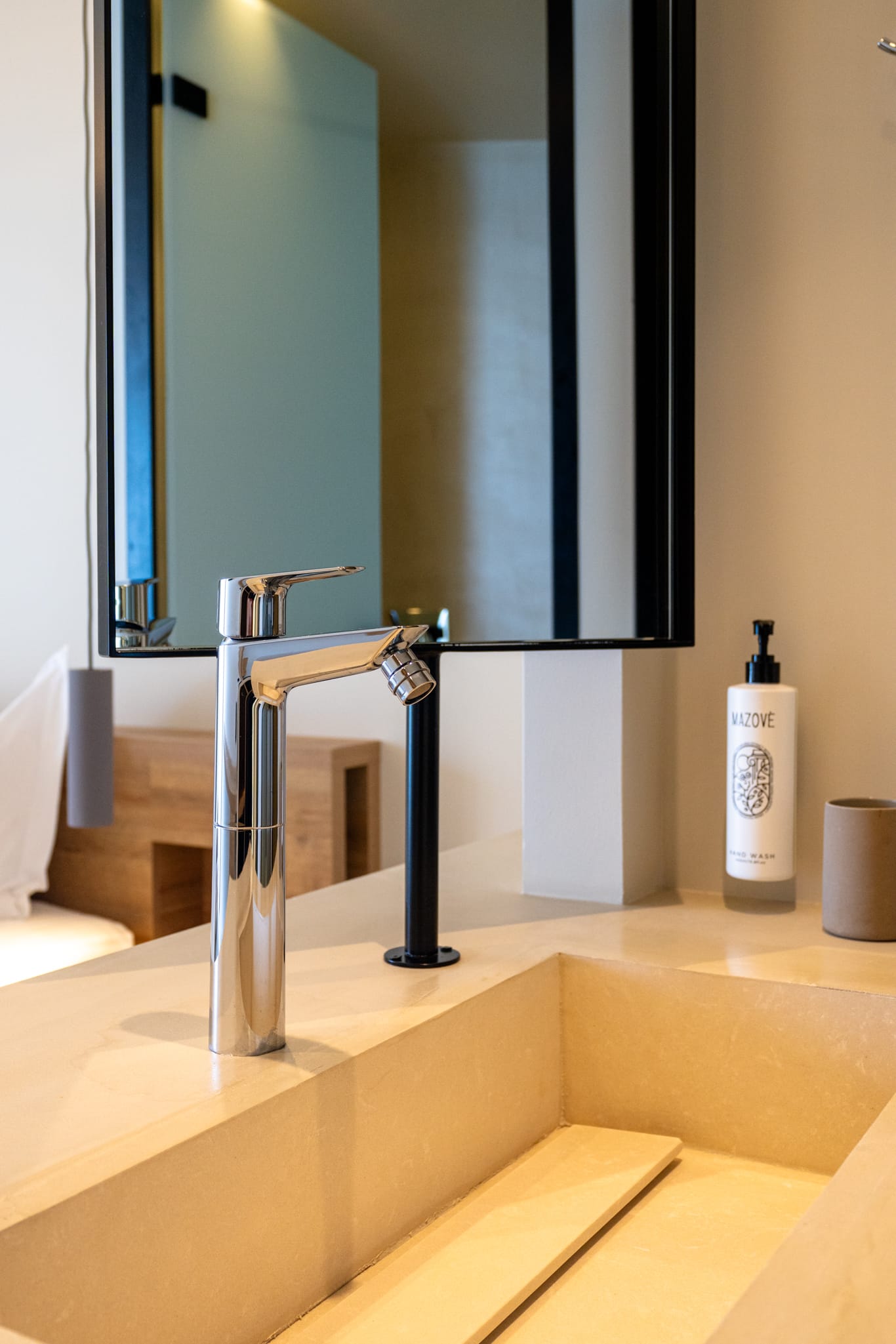 a faucet on a counter top