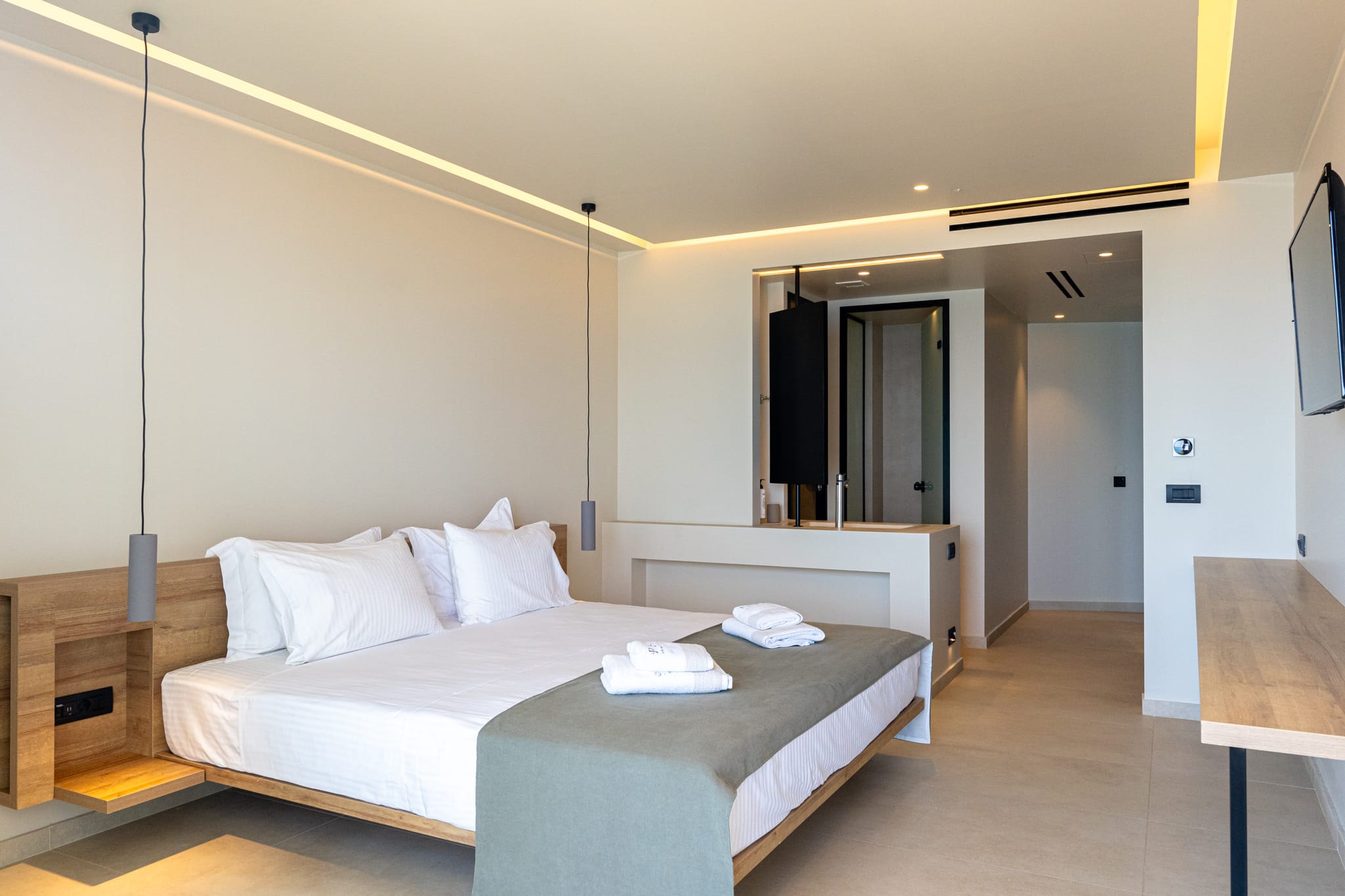 a bed in a room