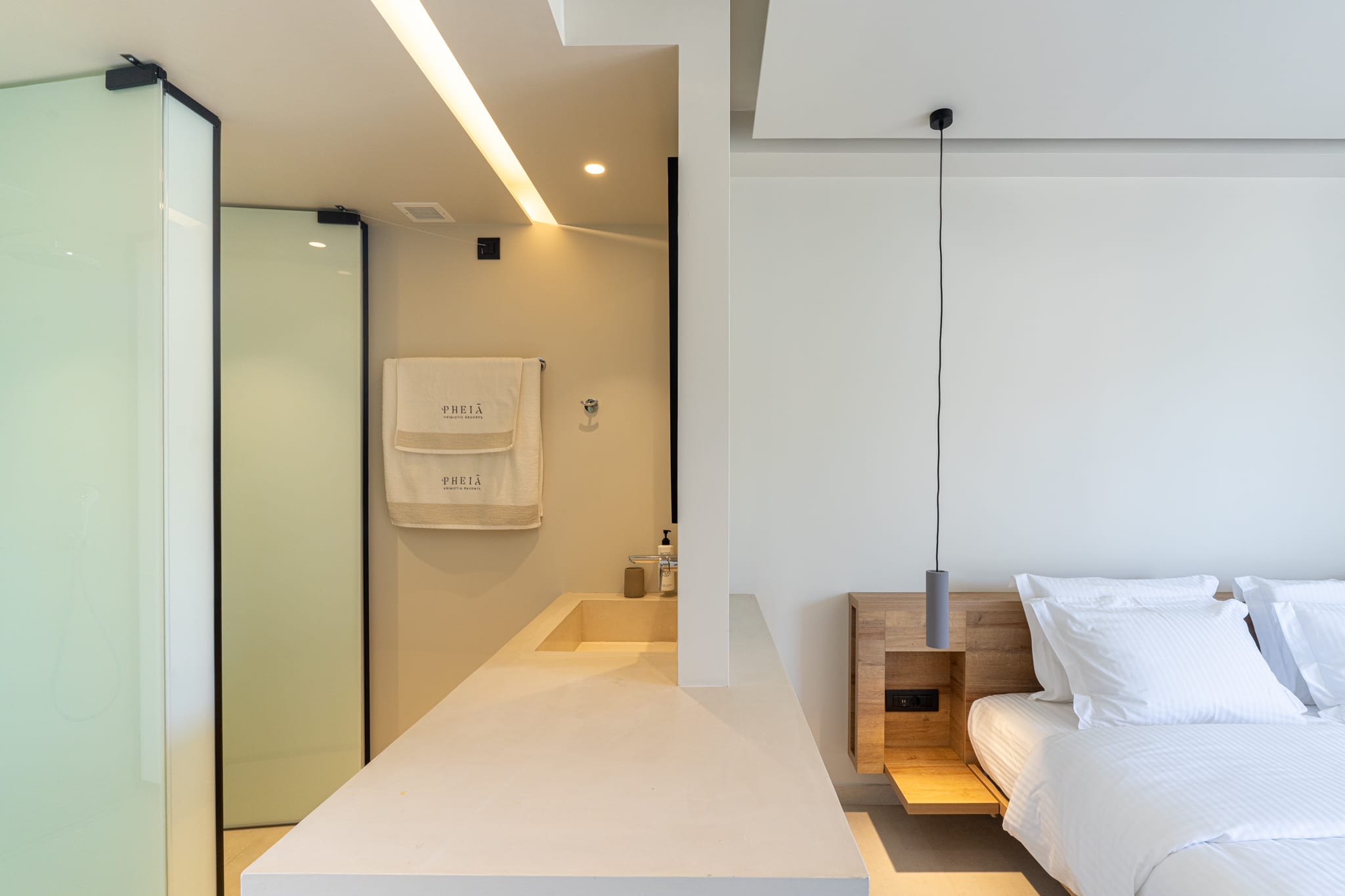 a white counter in a room