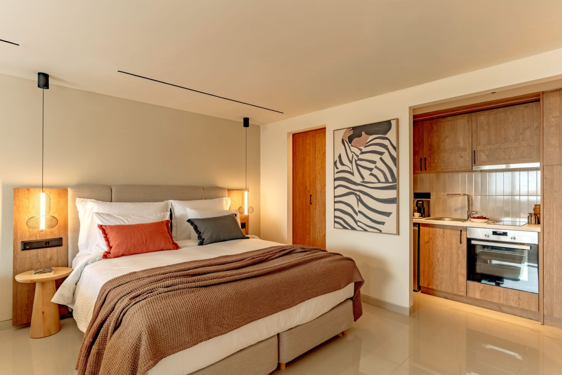 a bed in a room