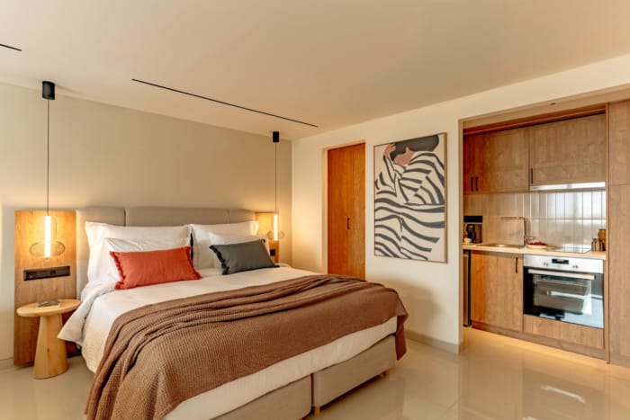 a bed in a room