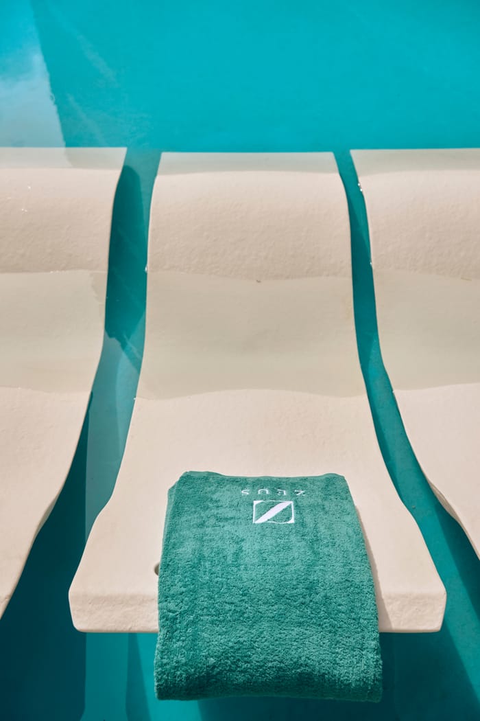 a towel on a pool