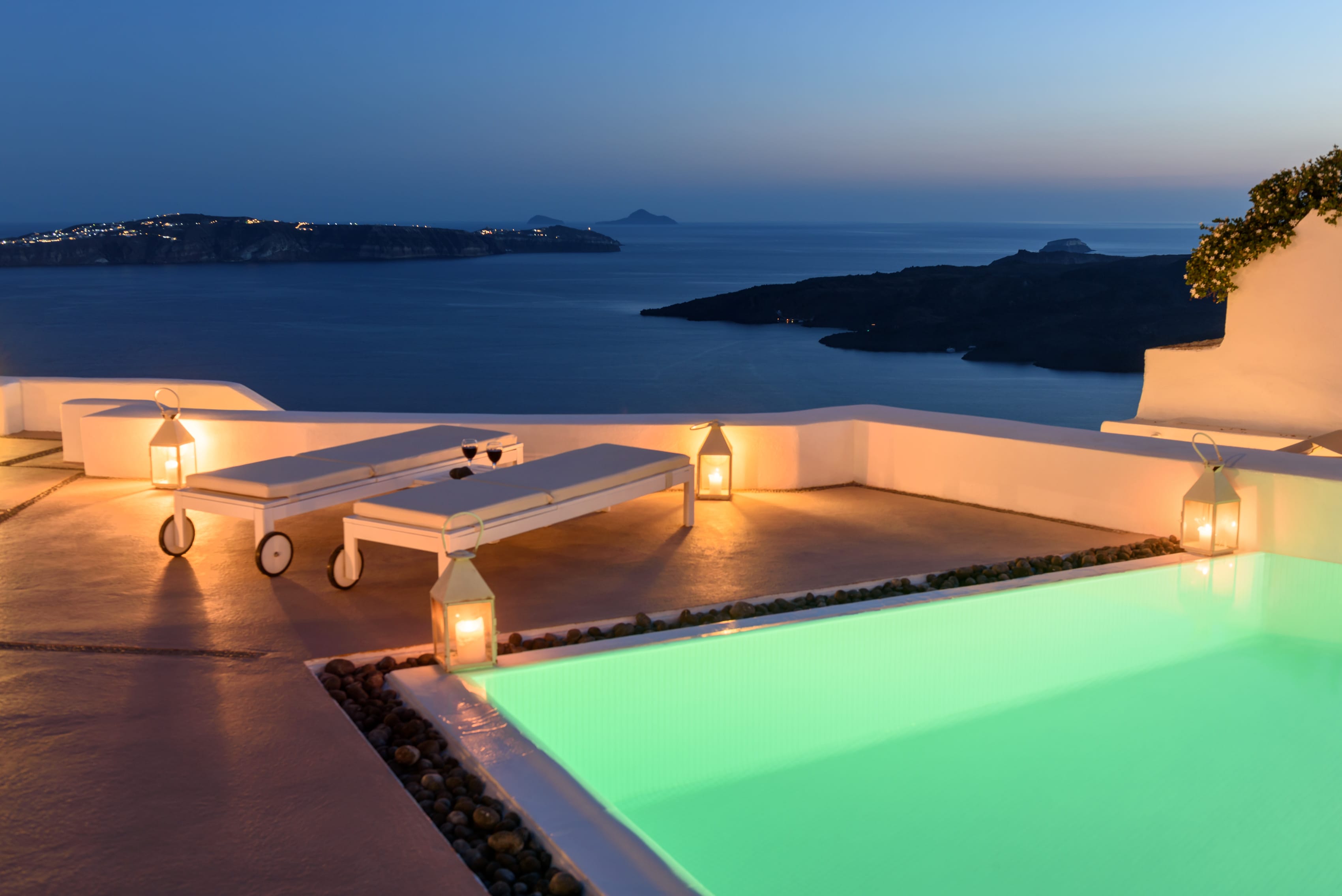 a pool with a view of the ocean