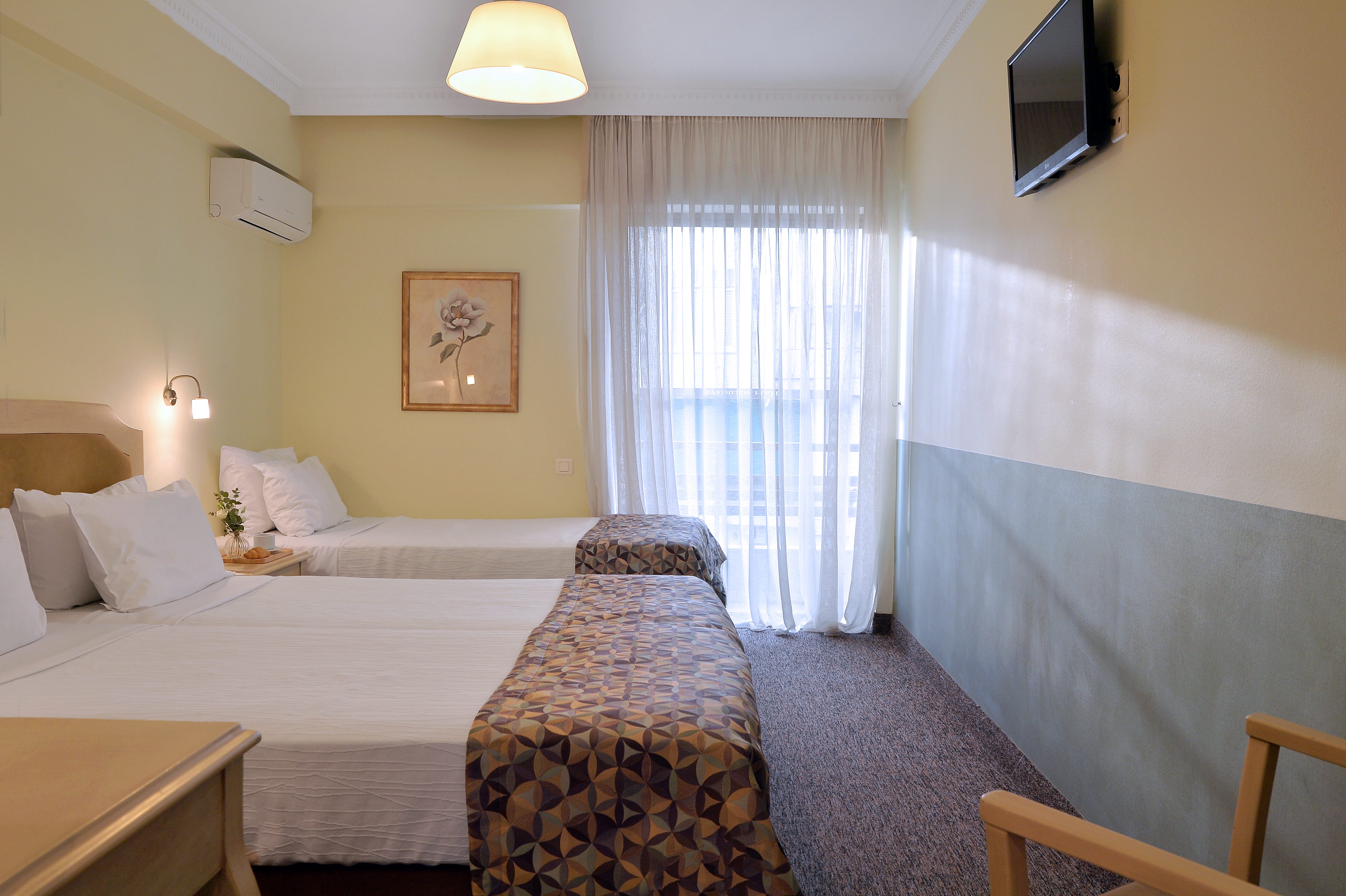 a room with two beds